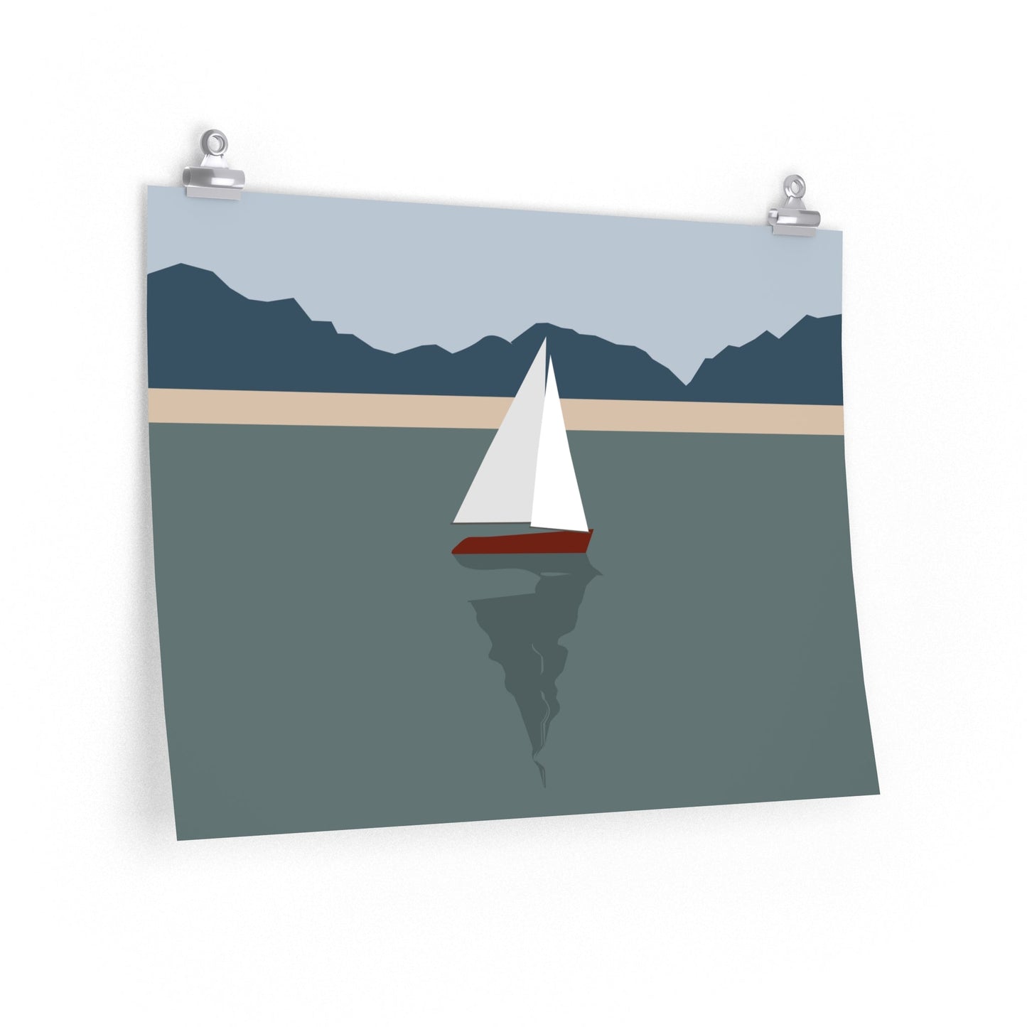 Sailboat Yacht Summertime Sea View Minimal Nature Art Premium Matte Horizontal Posters Ichaku [Perfect Gifts Selection]