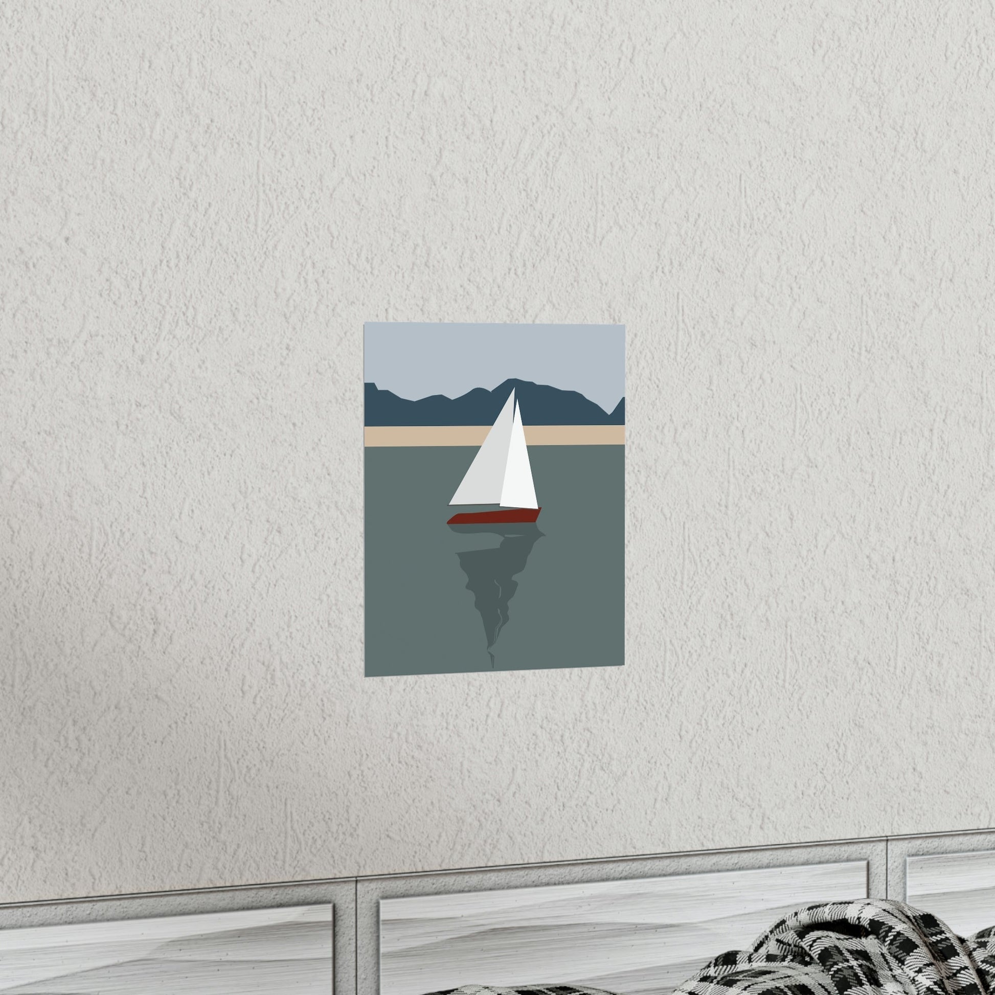 Sailboat Yacht Summertime Sea View Minimal Nature Art Premium Matte Vertical Posters Ichaku [Perfect Gifts Selection]