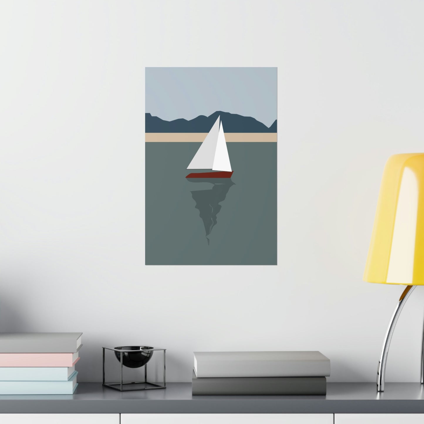 Sailboat Yacht Summertime Sea View Minimal Nature Art Premium Matte Vertical Posters Ichaku [Perfect Gifts Selection]