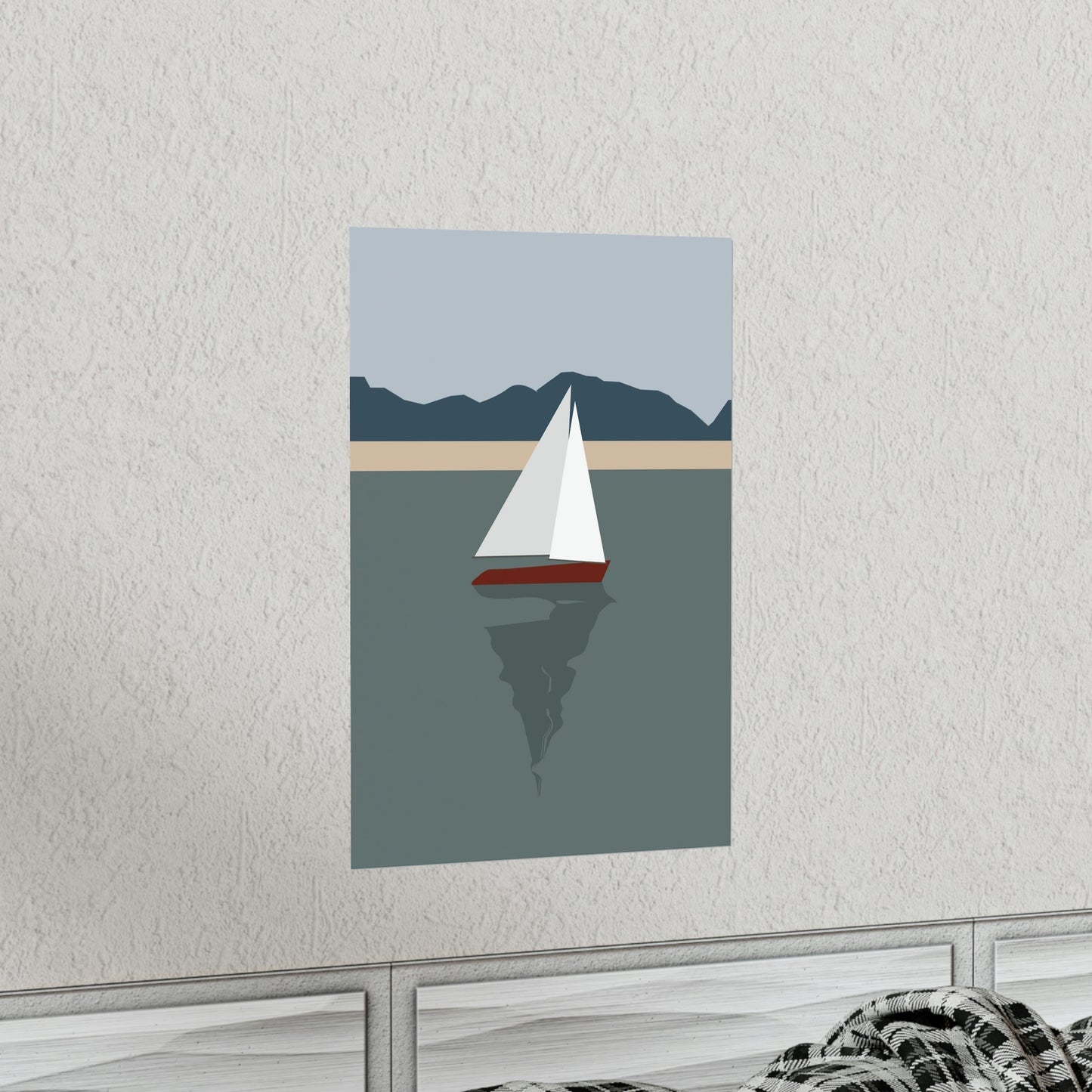 Sailboat Yacht Summertime Sea View Minimal Nature Art Premium Matte Vertical Posters Ichaku [Perfect Gifts Selection]