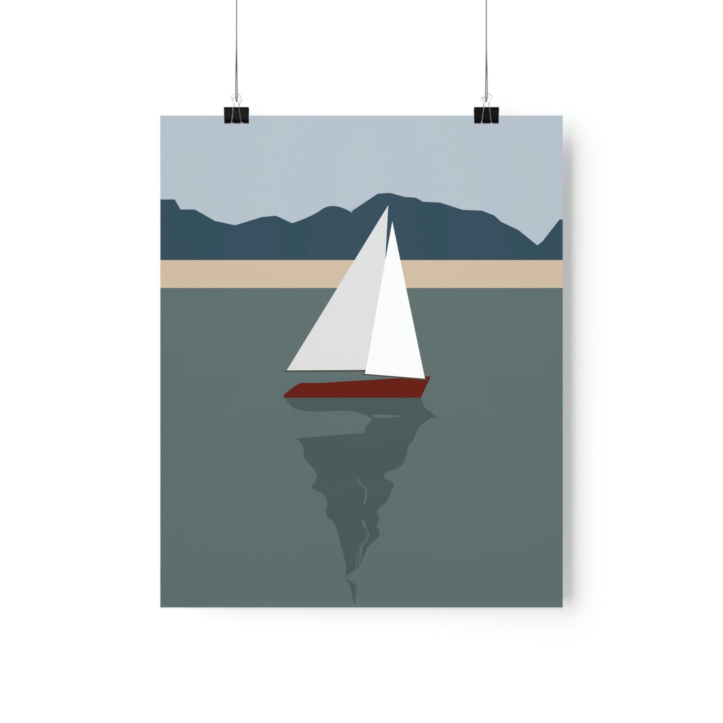 Sailboat Yacht Summertime Sea View Minimal Nature Art Premium Matte Vertical Posters Ichaku [Perfect Gifts Selection]