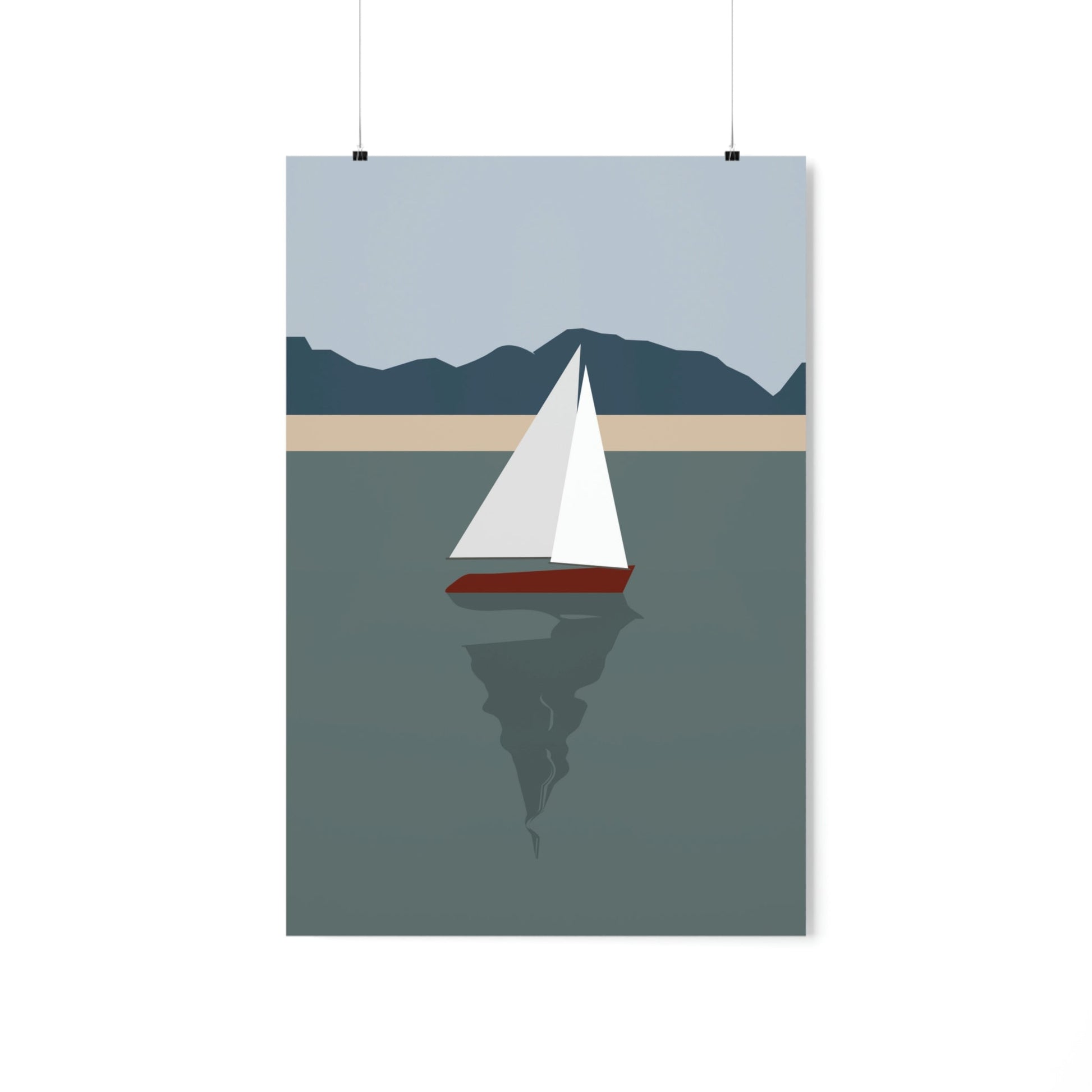 Sailboat Yacht Summertime Sea View Minimal Nature Art Premium Matte Vertical Posters Ichaku [Perfect Gifts Selection]