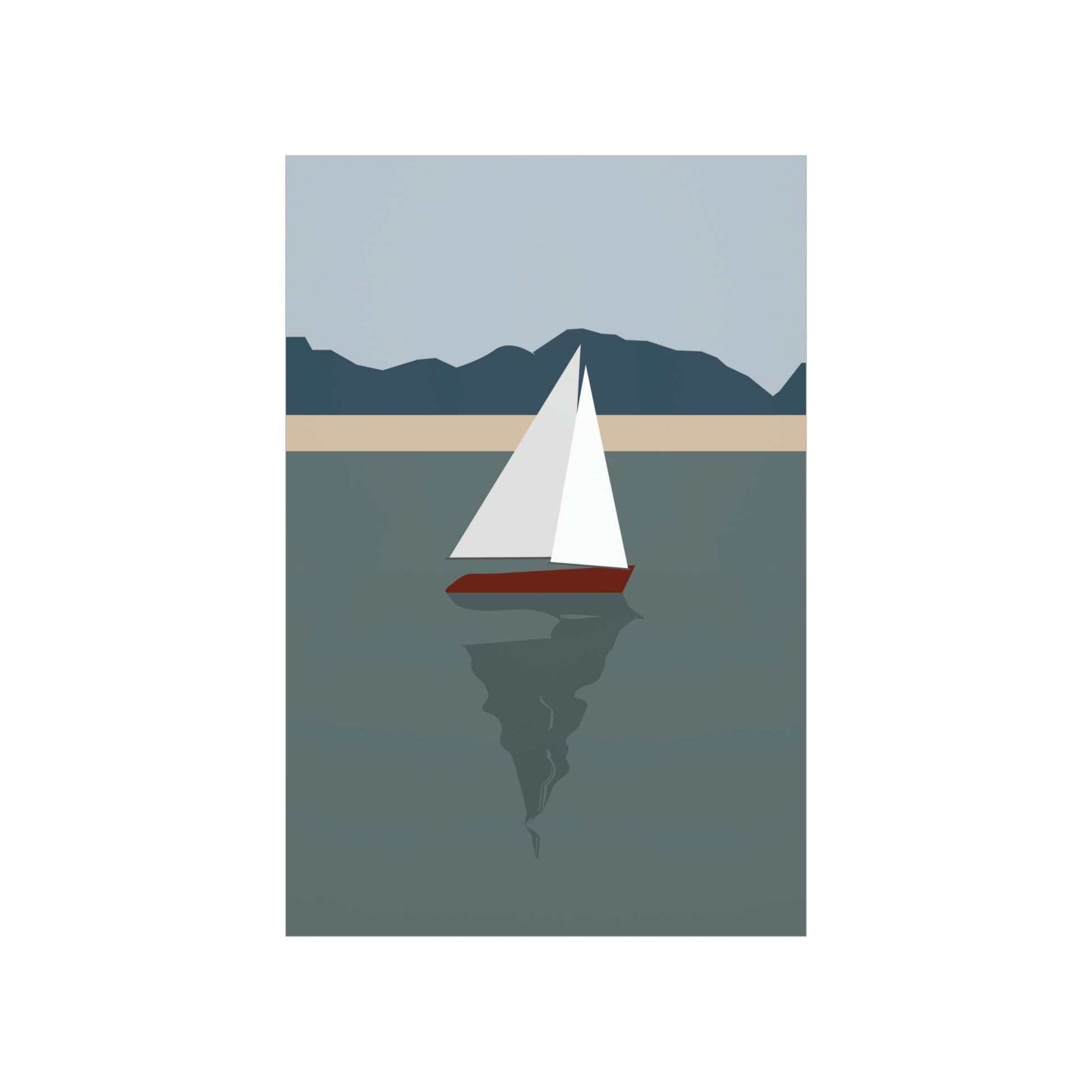 Sailboat Yacht Summertime Sea View Minimal Nature Art Premium Matte Vertical Posters Ichaku [Perfect Gifts Selection]