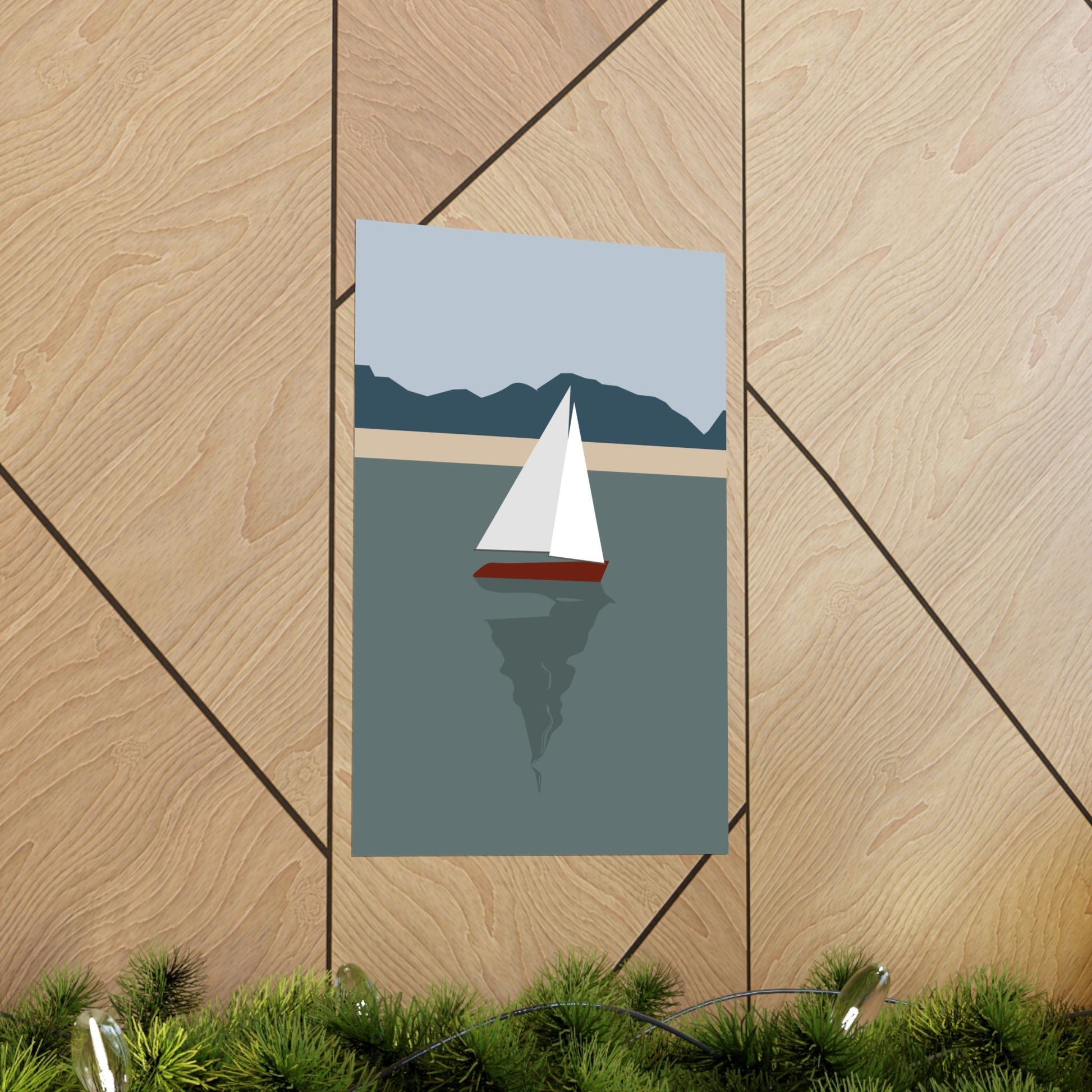 Sailboat Yacht Summertime Sea View Minimal Nature Art Premium Matte Vertical Posters Ichaku [Perfect Gifts Selection]