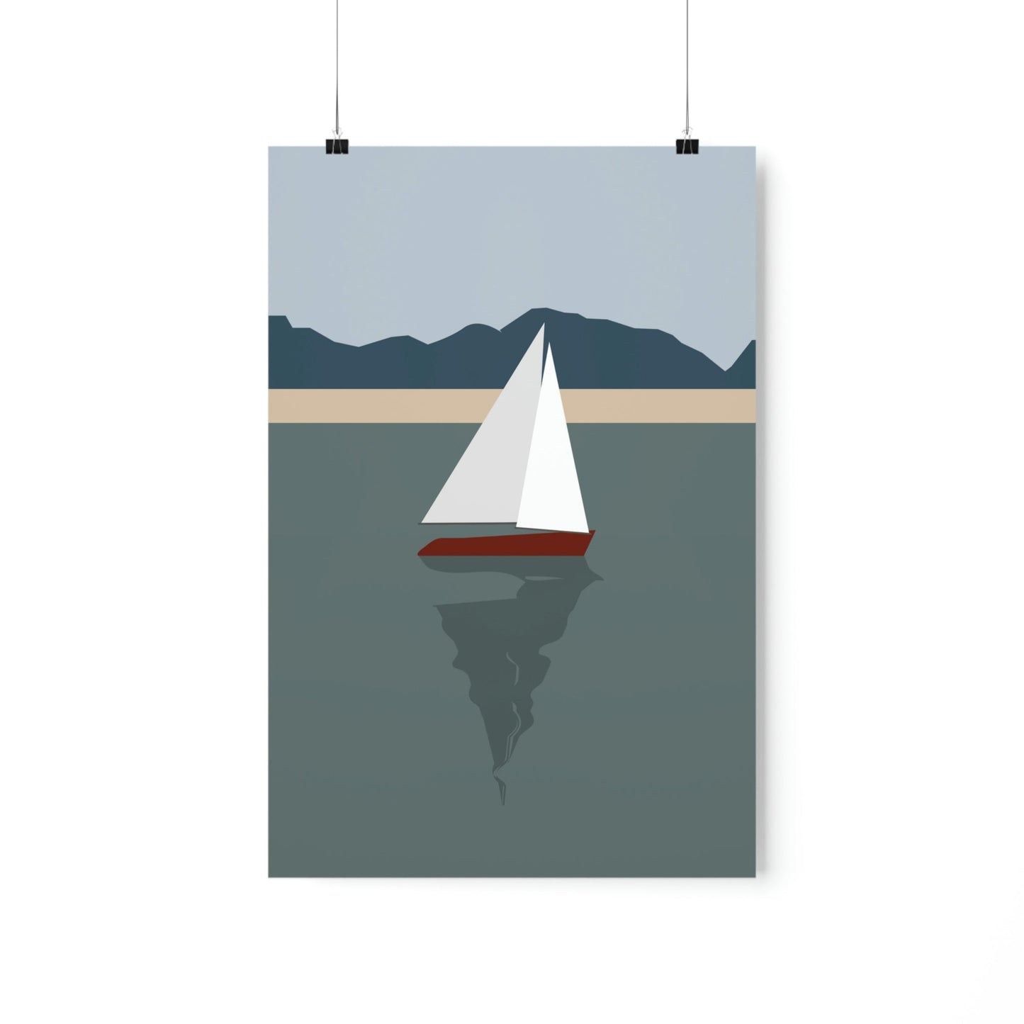 Sailboat Yacht Summertime Sea View Minimal Nature Art Premium Matte Vertical Posters Ichaku [Perfect Gifts Selection]