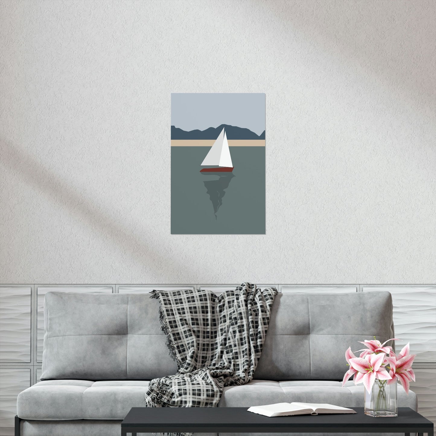 Sailboat Yacht Summertime Sea View Minimal Nature Art Premium Matte Vertical Posters Ichaku [Perfect Gifts Selection]