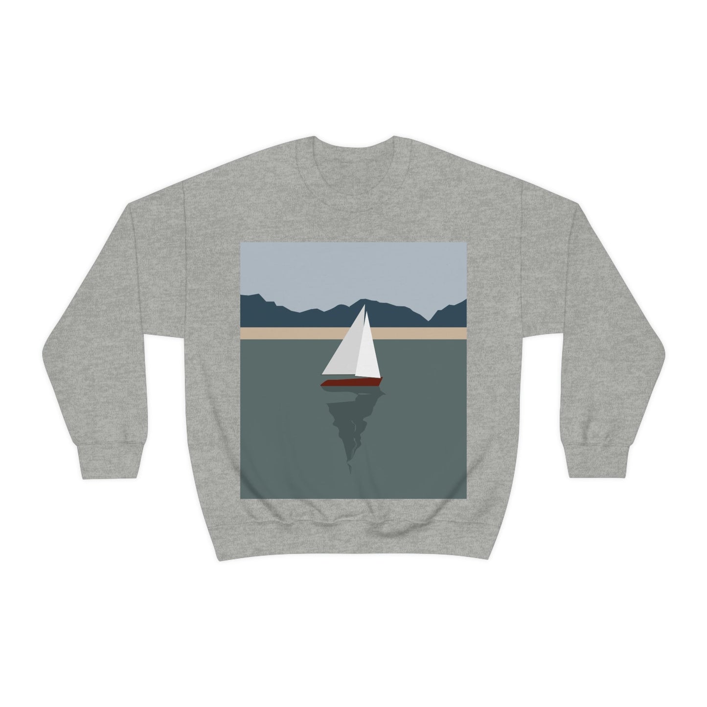 Sailboat Yacht Summertime Sea View Minimal Nature Art Unisex Heavy Blend™ Crewneck Sweatshirt Ichaku [Perfect Gifts Selection]