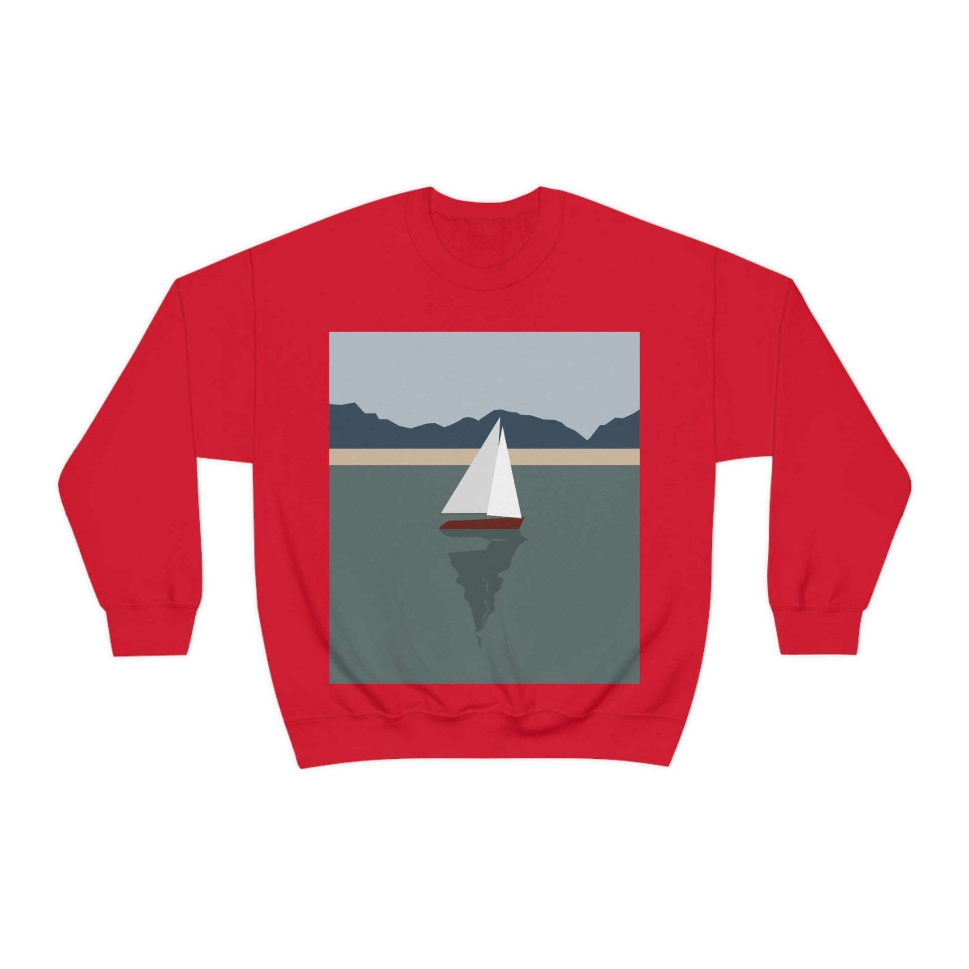 Sailboat Yacht Summertime Sea View Minimal Nature Art Unisex Heavy Blend™ Crewneck Sweatshirt Ichaku [Perfect Gifts Selection]