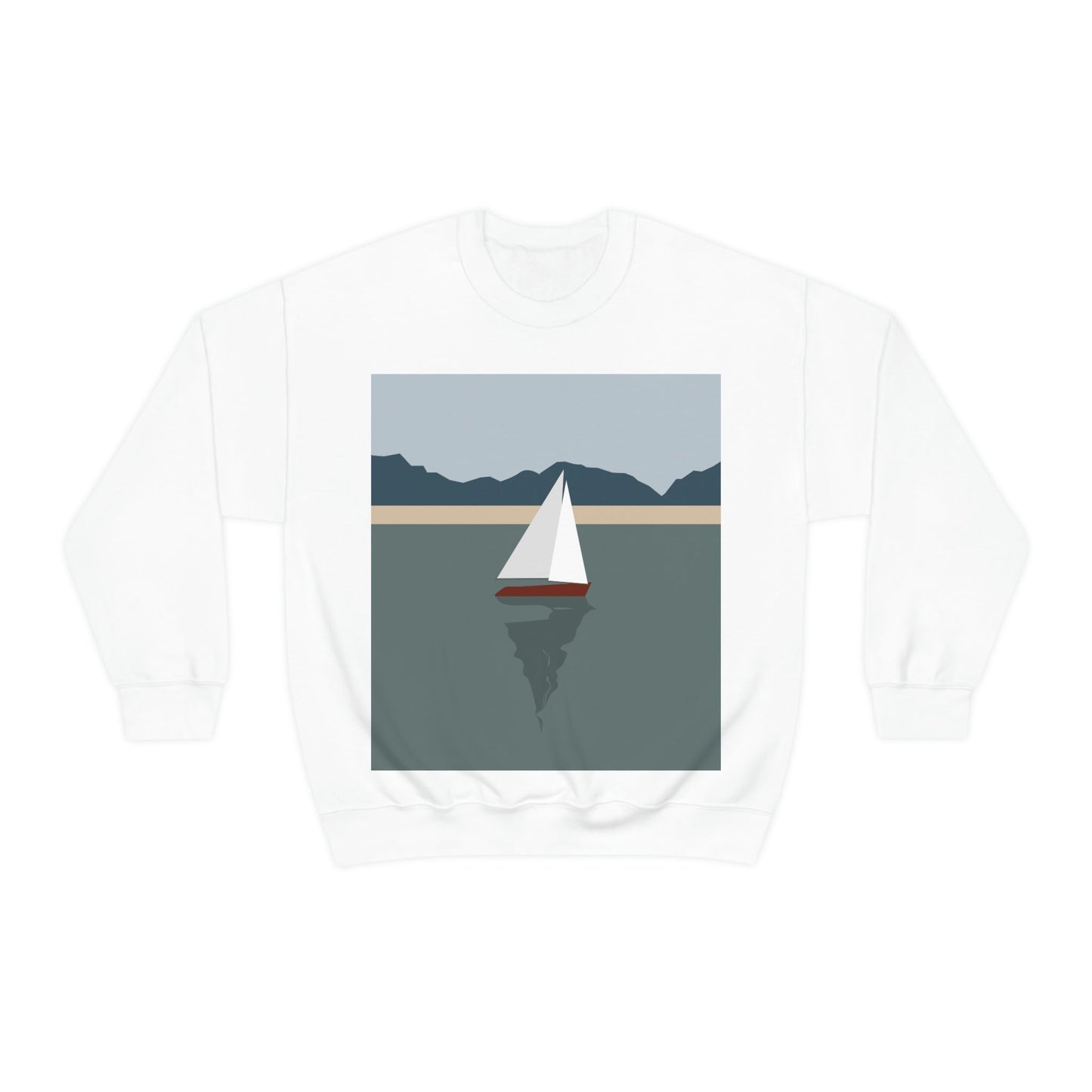 Sailboat Yacht Summertime Sea View Minimal Nature Art Unisex Heavy Blend™ Crewneck Sweatshirt Ichaku [Perfect Gifts Selection]