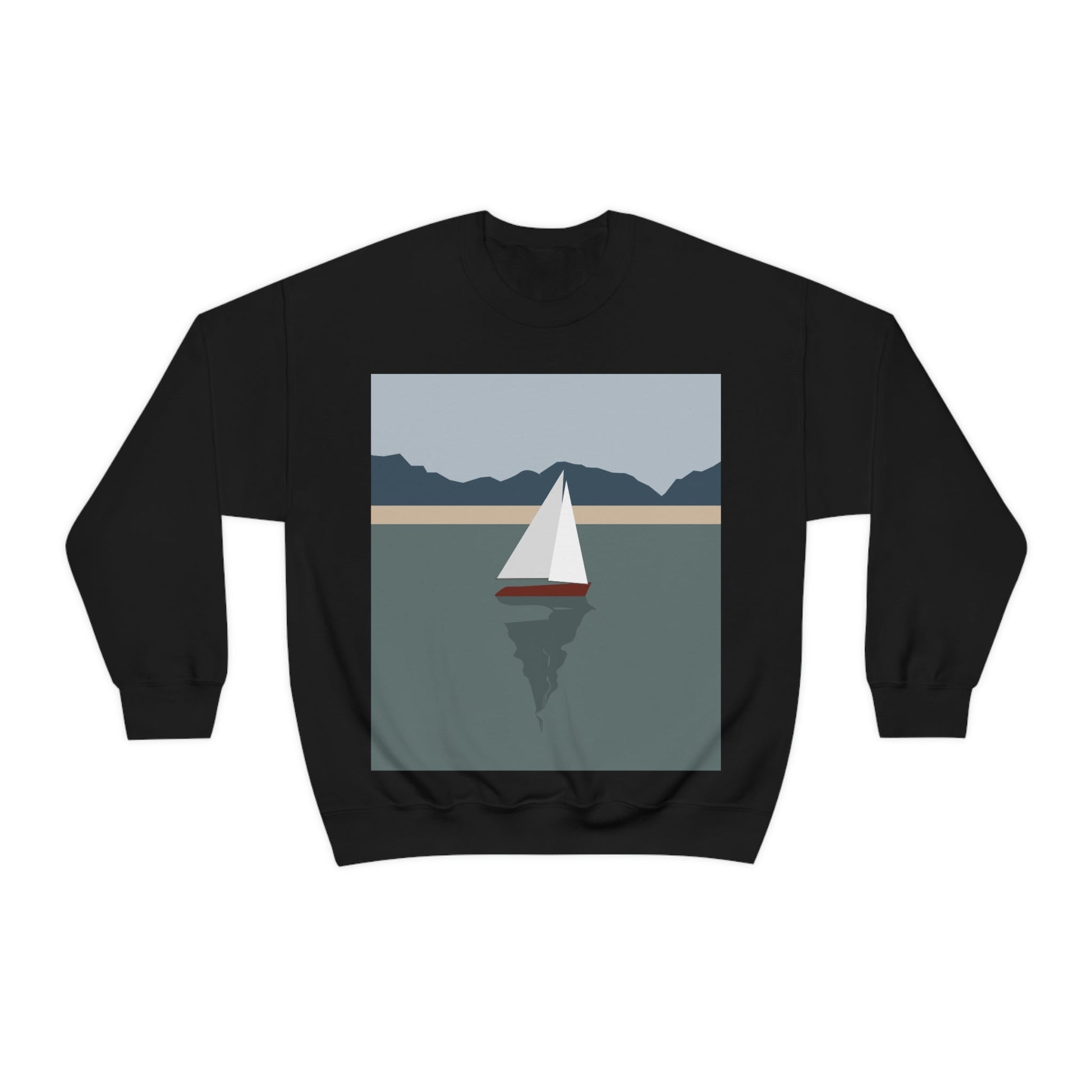 Sailboat Yacht Summertime Sea View Minimal Nature Art Unisex Heavy Blend™ Crewneck Sweatshirt Ichaku [Perfect Gifts Selection]