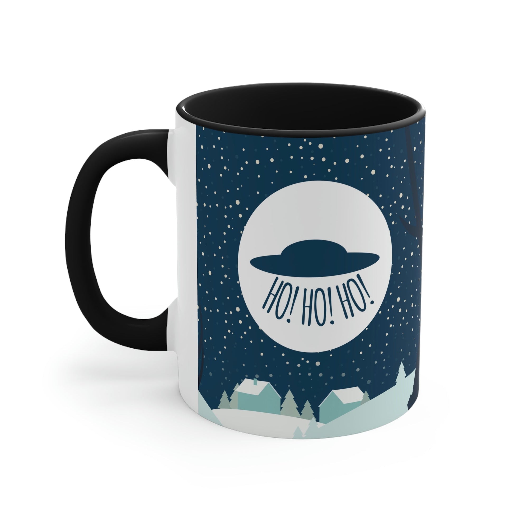 Santa Claus Arrival Merry Christmas Aliens UFO Winter Humor Art Classic Accent Coffee Mug 11oz Ichaku [Perfect Gifts Selection]