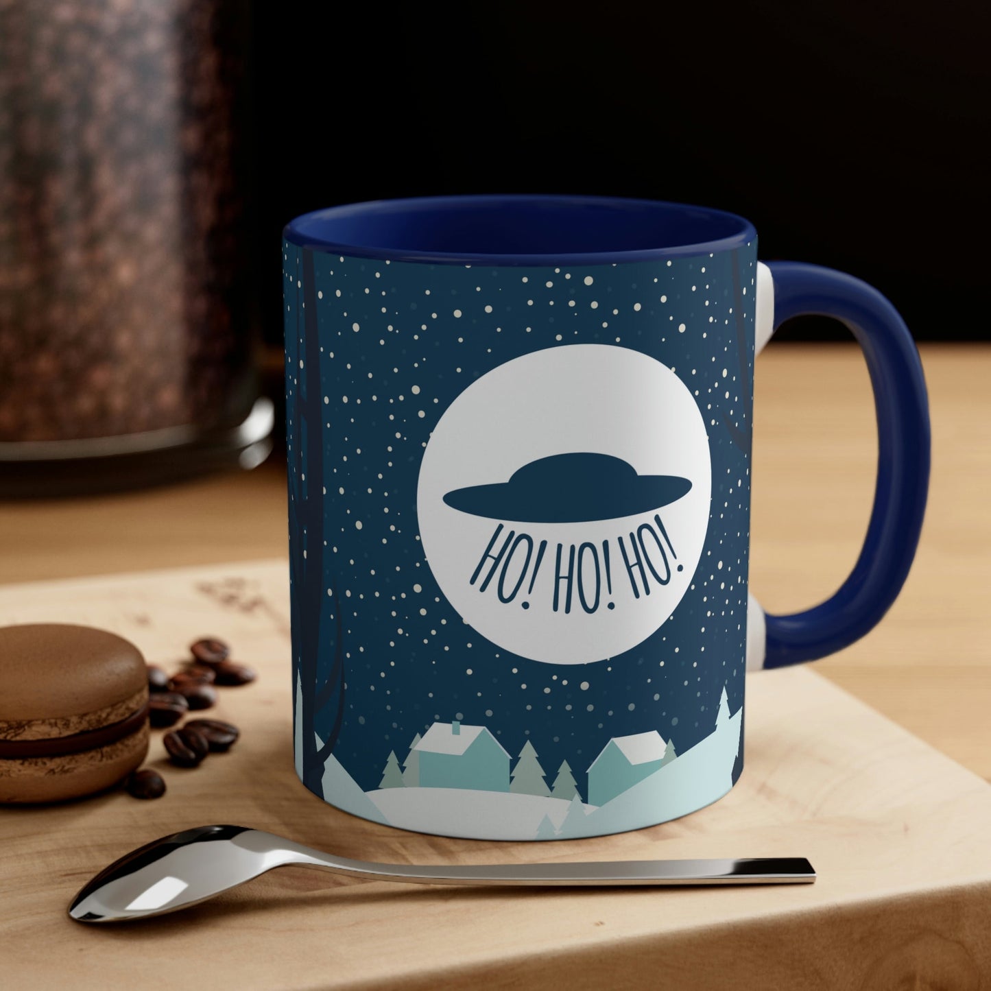 Santa Claus Arrival Merry Christmas Aliens UFO Winter Humor Art Classic Accent Coffee Mug 11oz Ichaku [Perfect Gifts Selection]