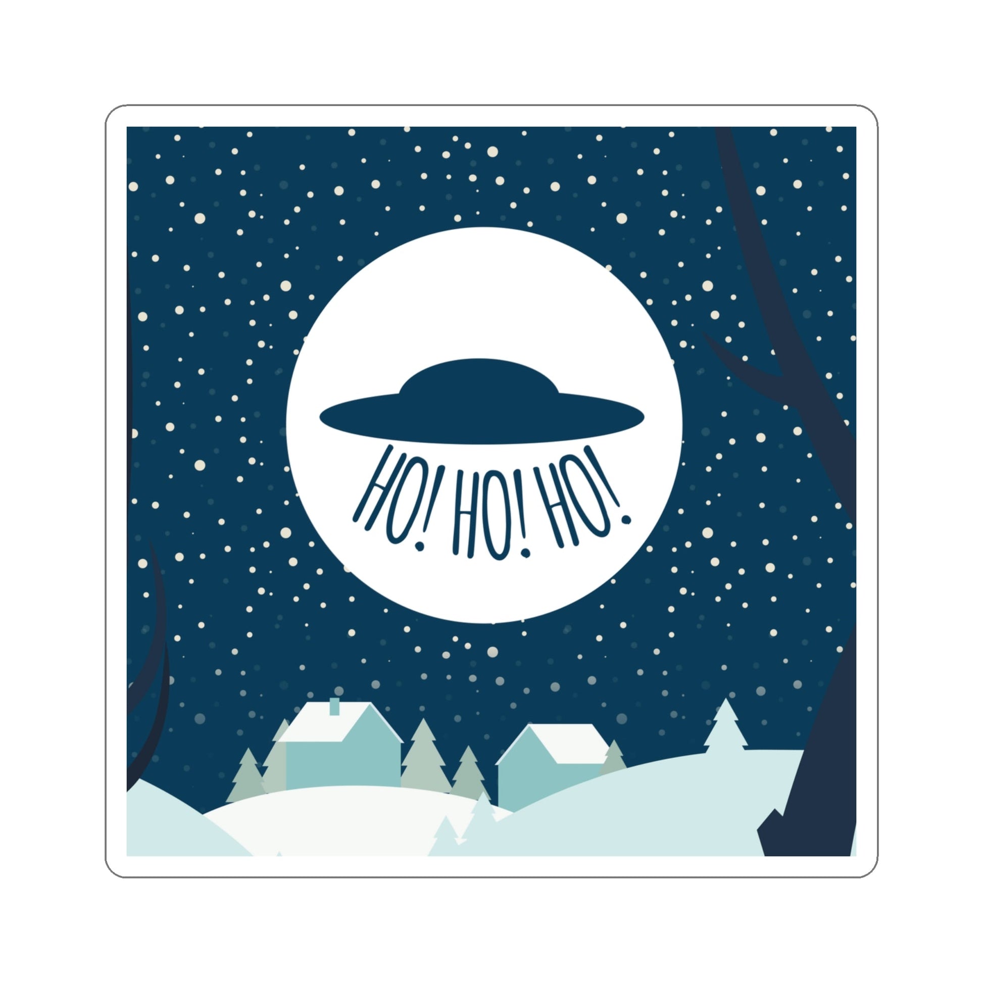 Santa Claus Arrival Merry Christmas Aliens UFO Winter Humor Art Die-Cut Sticker Ichaku [Perfect Gifts Selection]