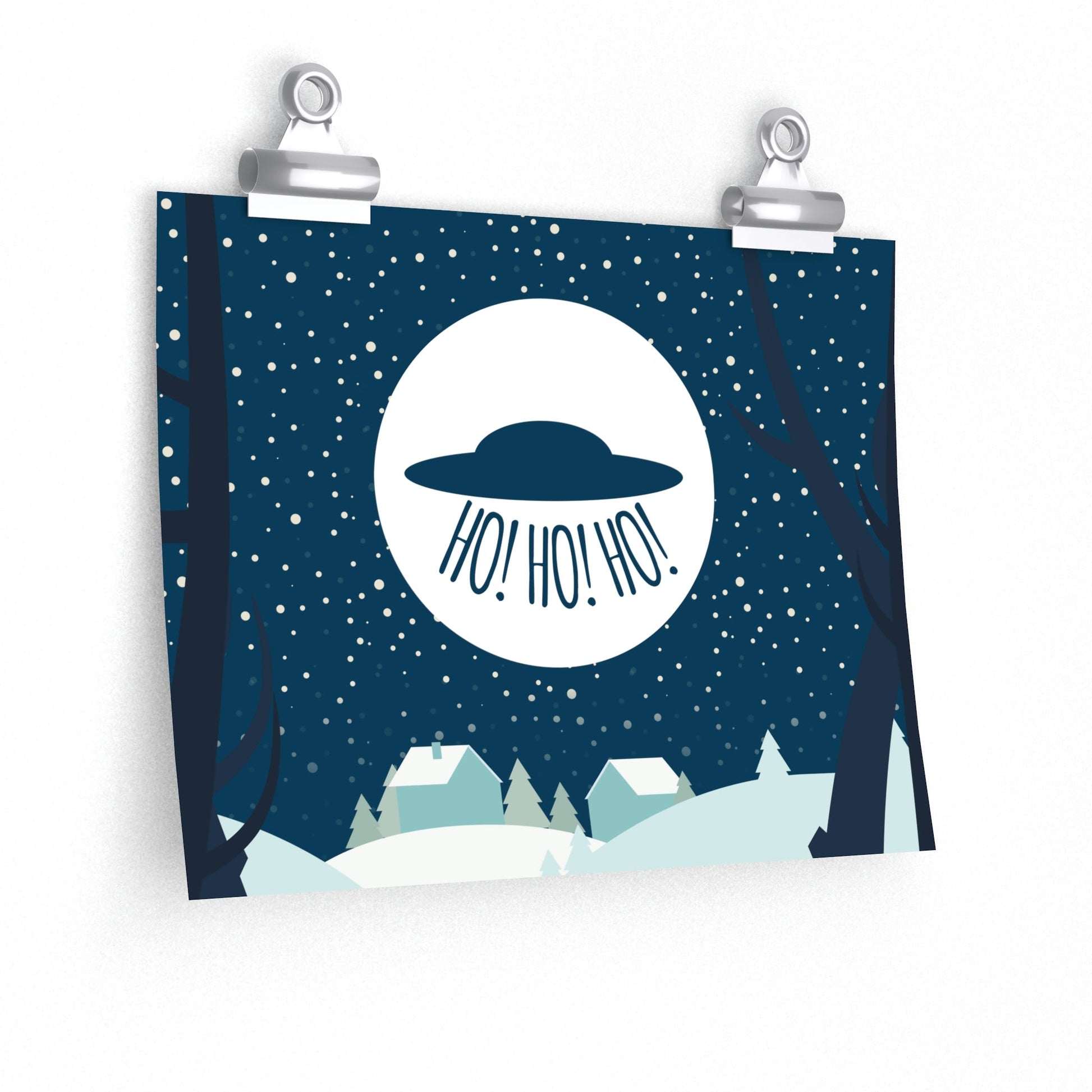 Santa Claus Arrival Merry Christmas Aliens UFO Winter Humor Art Premium Matte Horizontal Posters Ichaku [Perfect Gifts Selection]