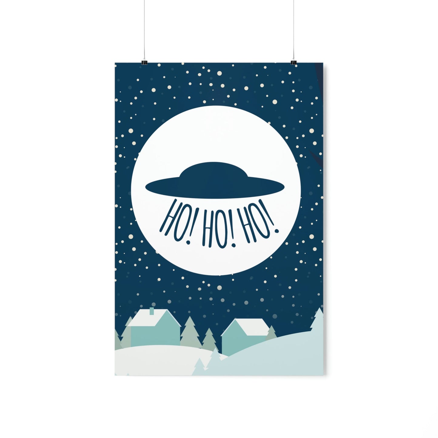 Santa Claus Arrival Merry Christmas Aliens UFO Winter Humor Art Premium Matte Vertical Posters Ichaku [Perfect Gifts Selection]