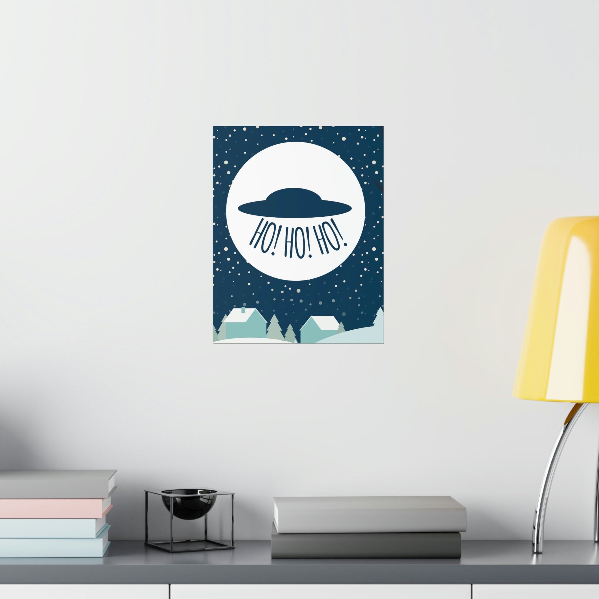 Santa Claus Arrival Merry Christmas Aliens UFO Winter Humor Art Premium Matte Vertical Posters Ichaku [Perfect Gifts Selection]