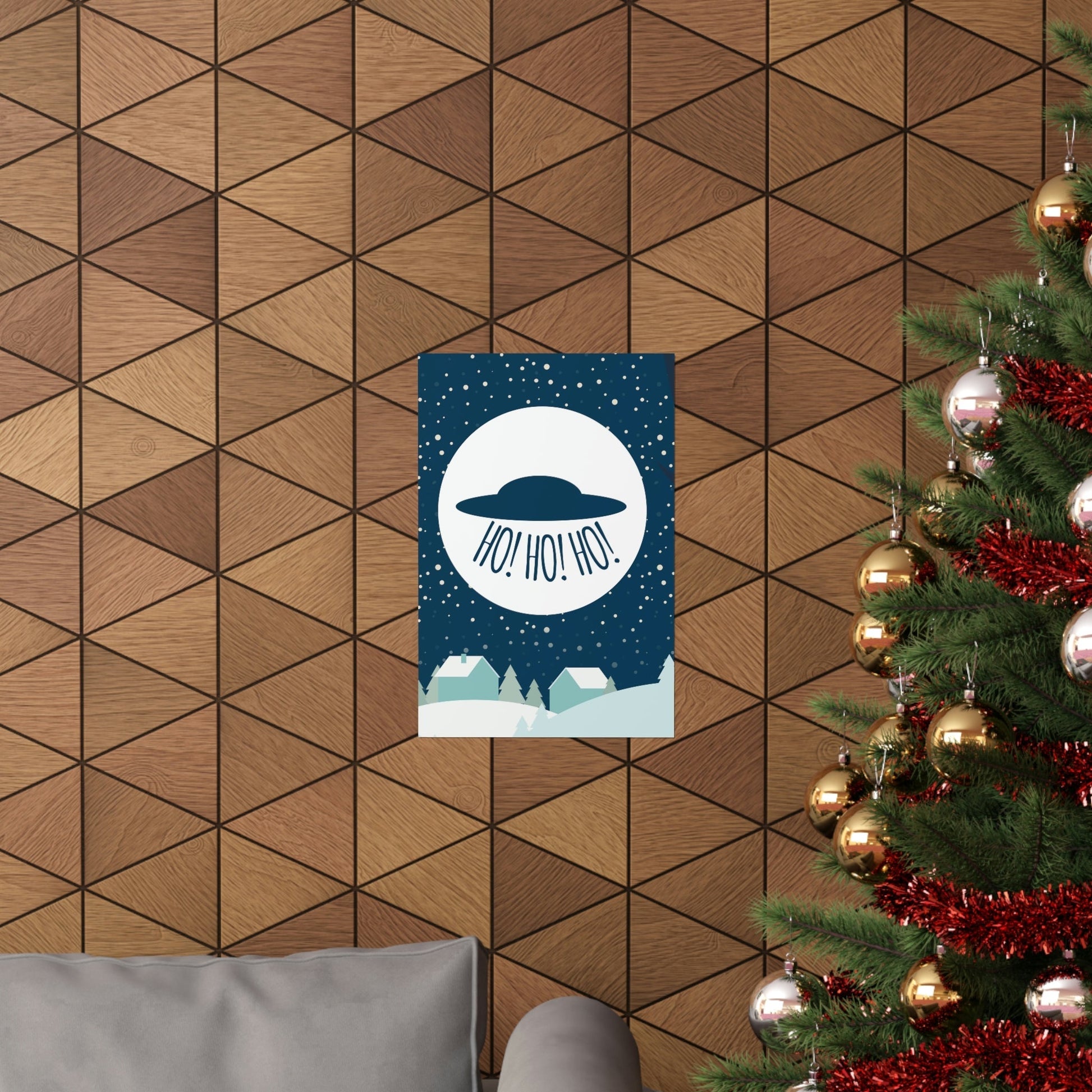 Santa Claus Arrival Merry Christmas Aliens UFO Winter Humor Art Premium Matte Vertical Posters Ichaku [Perfect Gifts Selection]