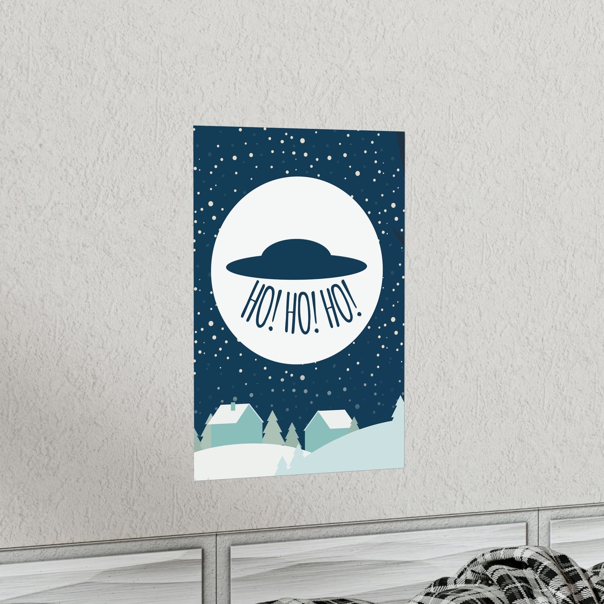 Santa Claus Arrival Merry Christmas Aliens UFO Winter Humor Art Premium Matte Vertical Posters Ichaku [Perfect Gifts Selection]