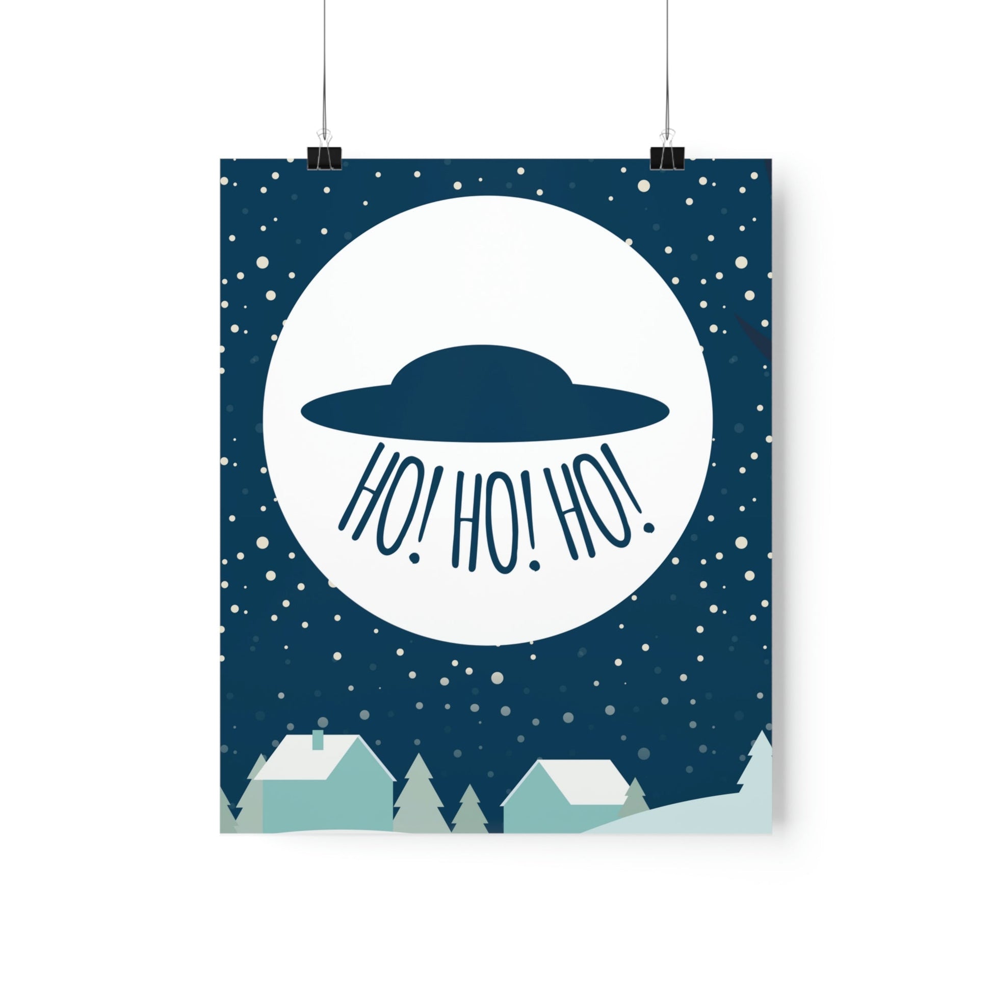 Santa Claus Arrival Merry Christmas Aliens UFO Winter Humor Art Premium Matte Vertical Posters Ichaku [Perfect Gifts Selection]