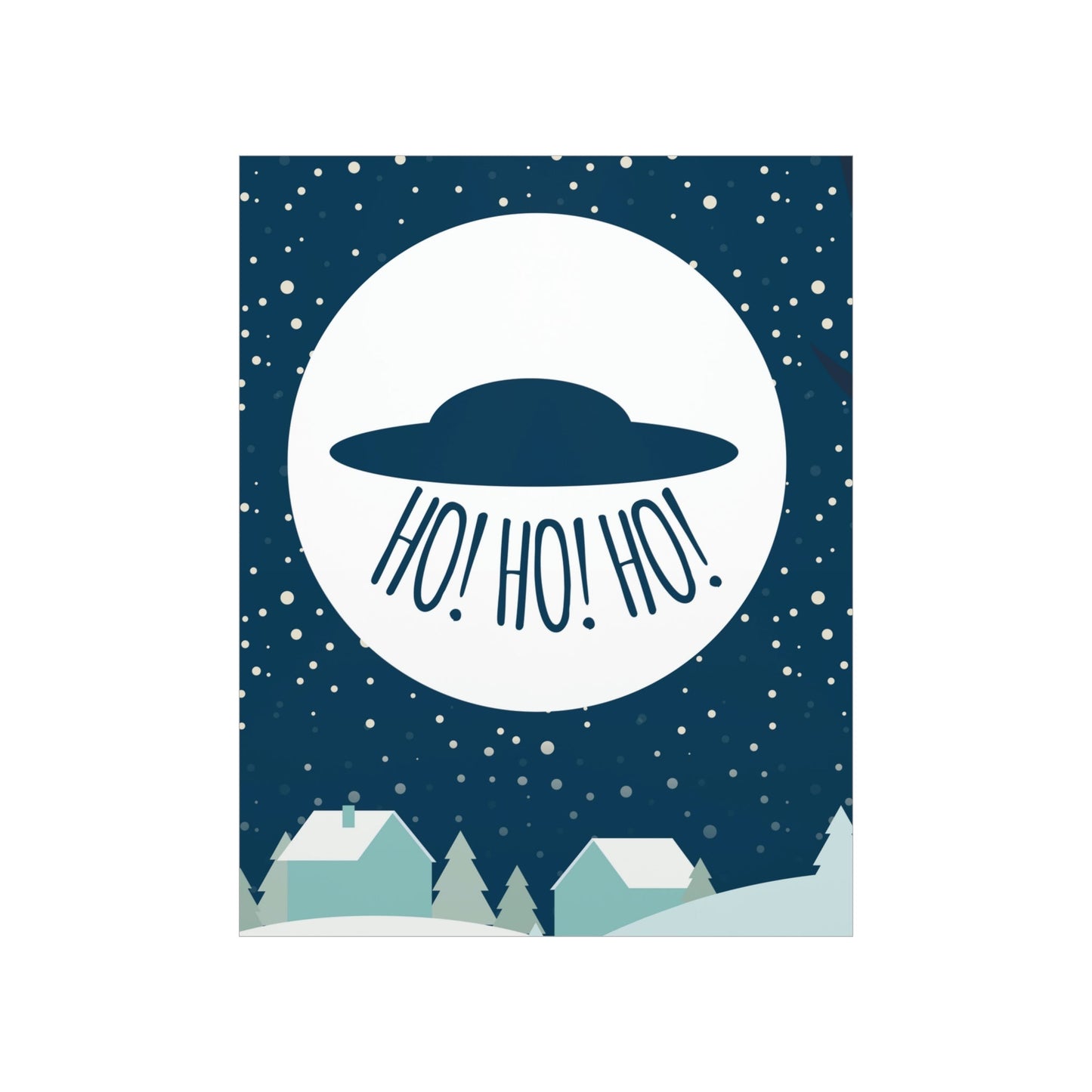 Santa Claus Arrival Merry Christmas Aliens UFO Winter Humor Art Premium Matte Vertical Posters Ichaku [Perfect Gifts Selection]