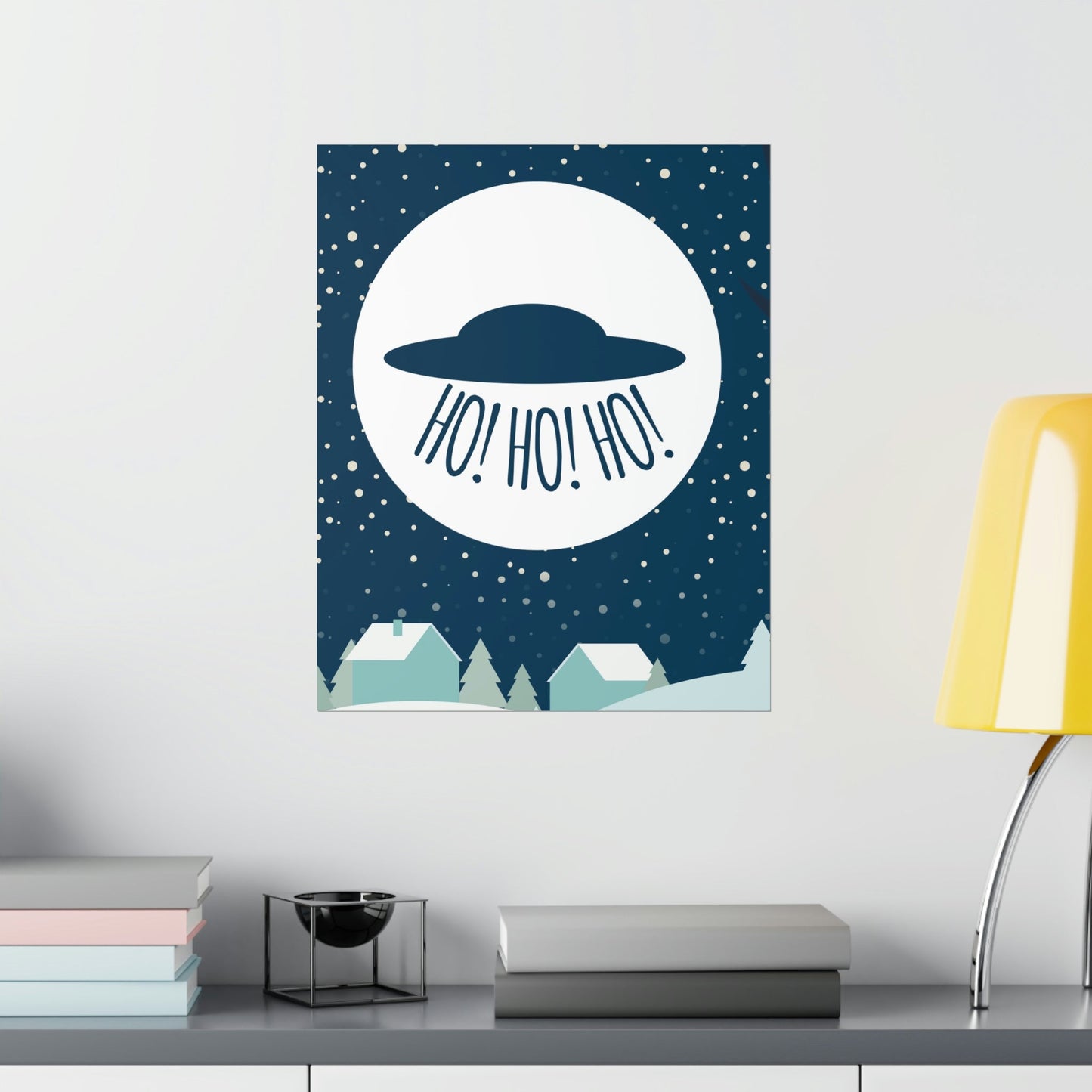 Santa Claus Arrival Merry Christmas Aliens UFO Winter Humor Art Premium Matte Vertical Posters Ichaku [Perfect Gifts Selection]