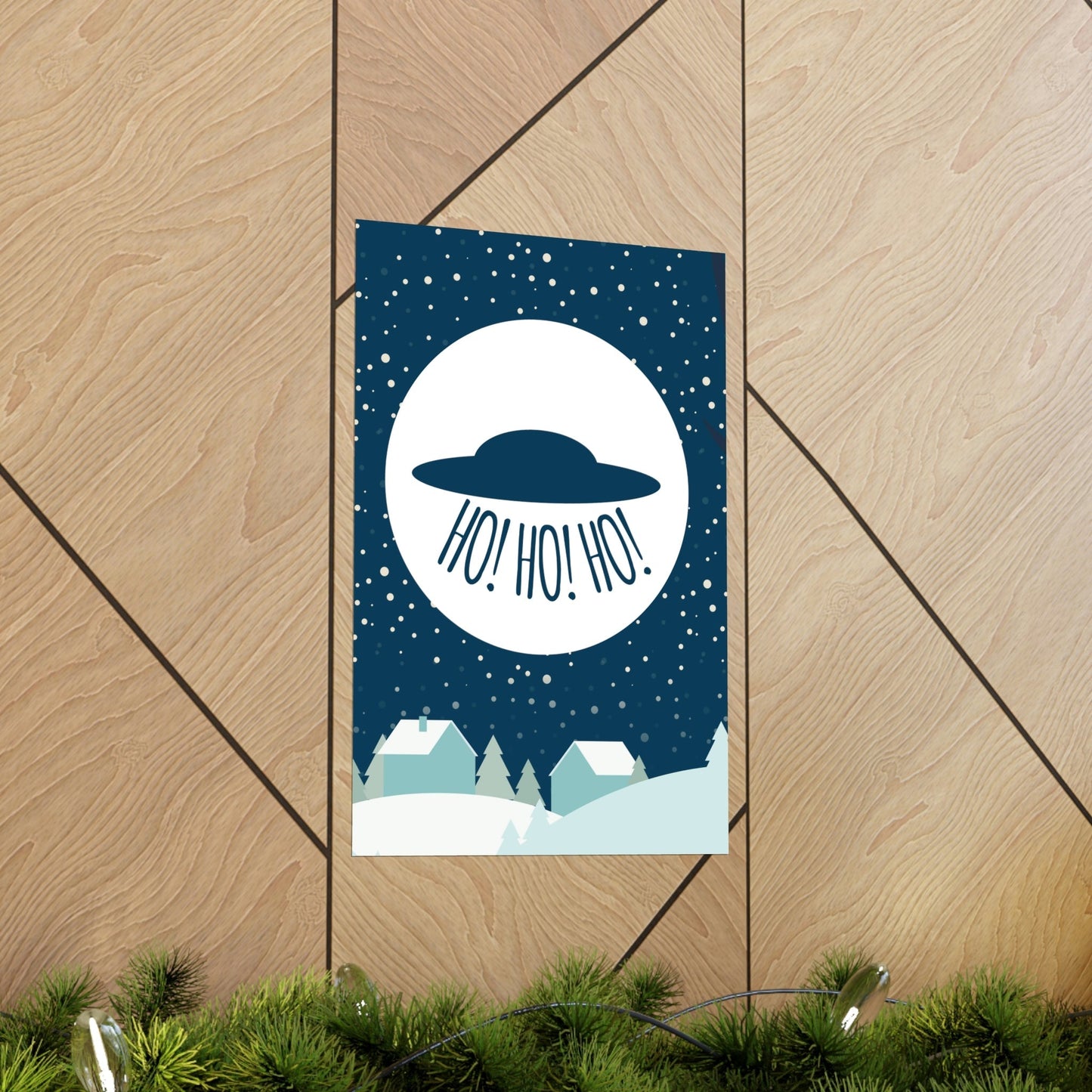 Santa Claus Arrival Merry Christmas Aliens UFO Winter Humor Art Premium Matte Vertical Posters Ichaku [Perfect Gifts Selection]