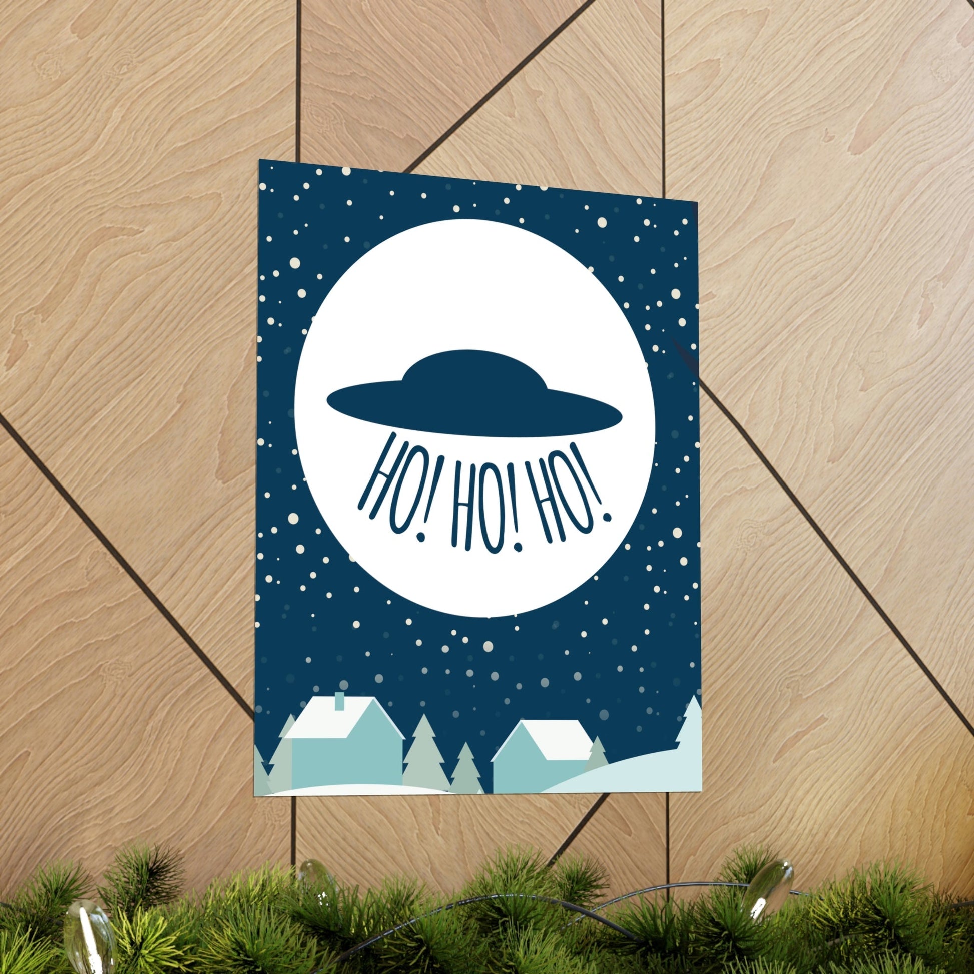 Santa Claus Arrival Merry Christmas Aliens UFO Winter Humor Art Premium Matte Vertical Posters Ichaku [Perfect Gifts Selection]