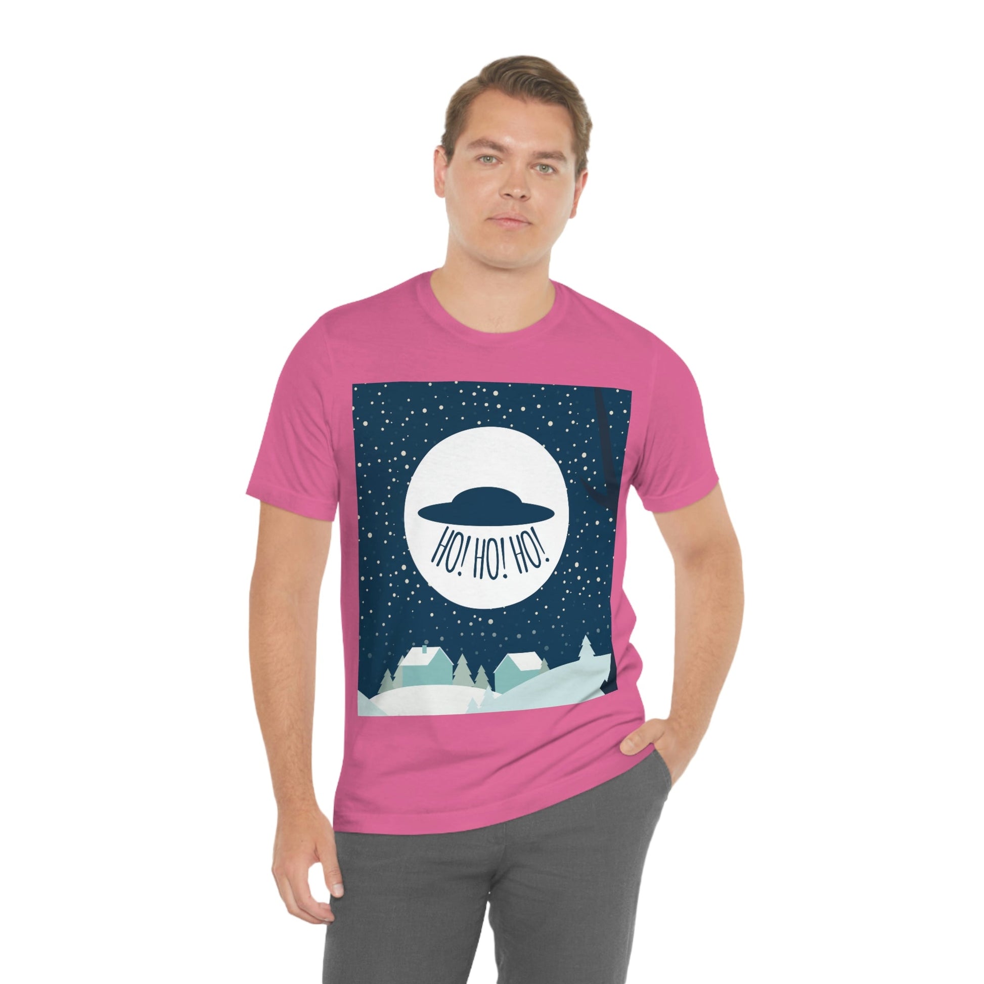 Santa Claus Arrival Merry Christmas Aliens UFO Winter Humor Art Unisex Jersey Short Sleeve T-Shirt Ichaku [Perfect Gifts Selection]