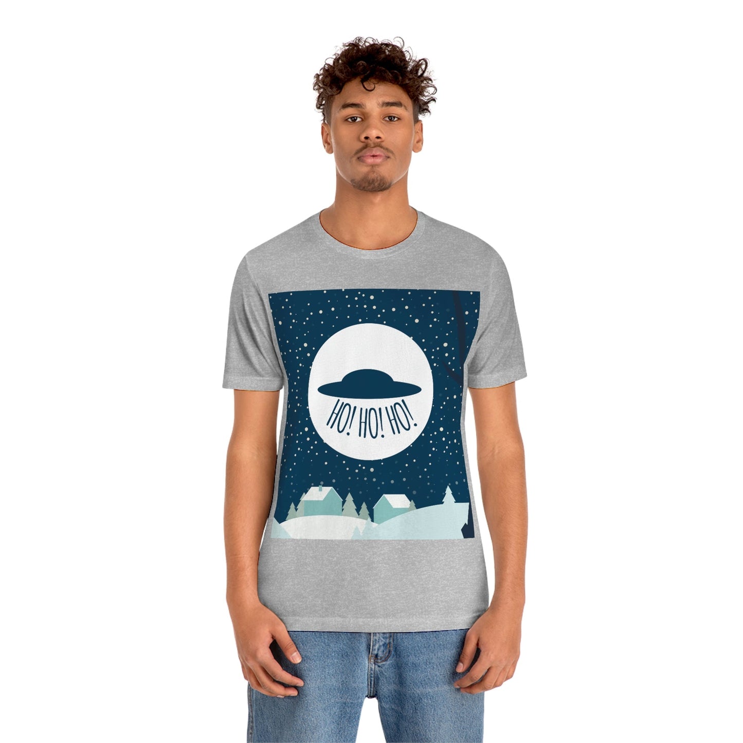 Santa Claus Arrival Merry Christmas Aliens UFO Winter Humor Art Unisex Jersey Short Sleeve T-Shirt Ichaku [Perfect Gifts Selection]