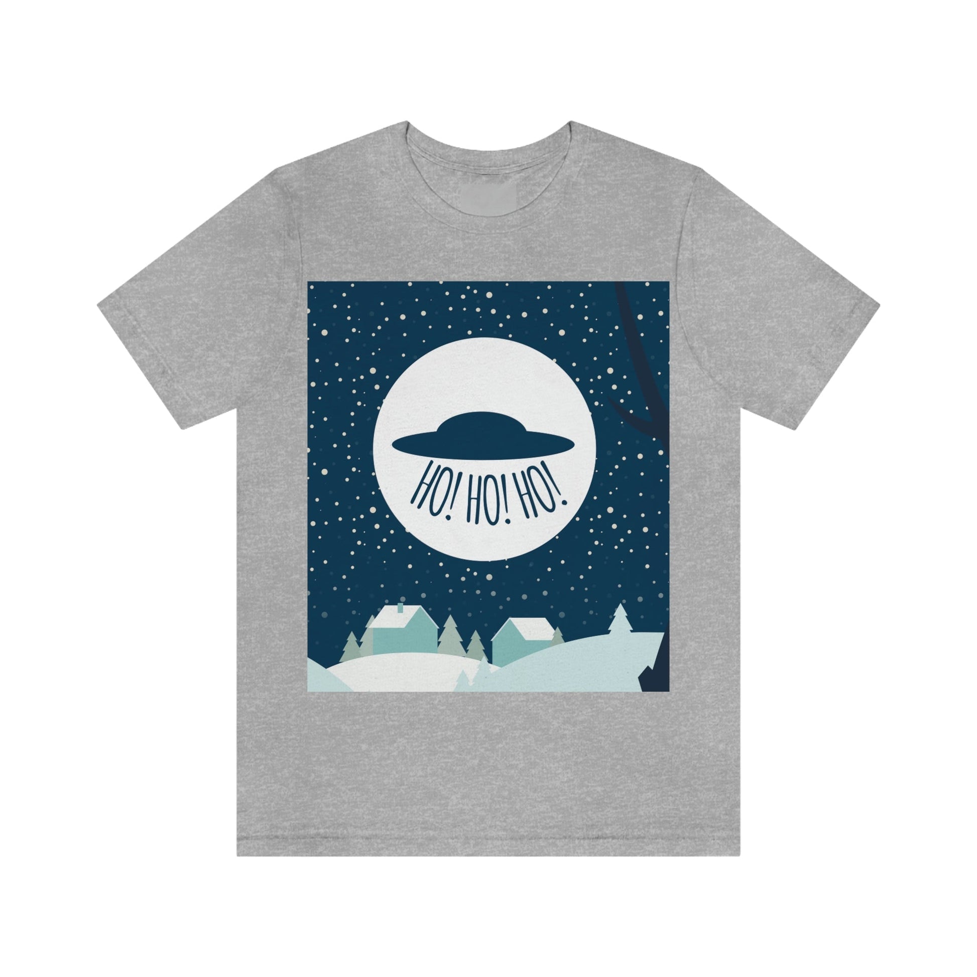 Santa Claus Arrival Merry Christmas Aliens UFO Winter Humor Art Unisex Jersey Short Sleeve T-Shirt Ichaku [Perfect Gifts Selection]