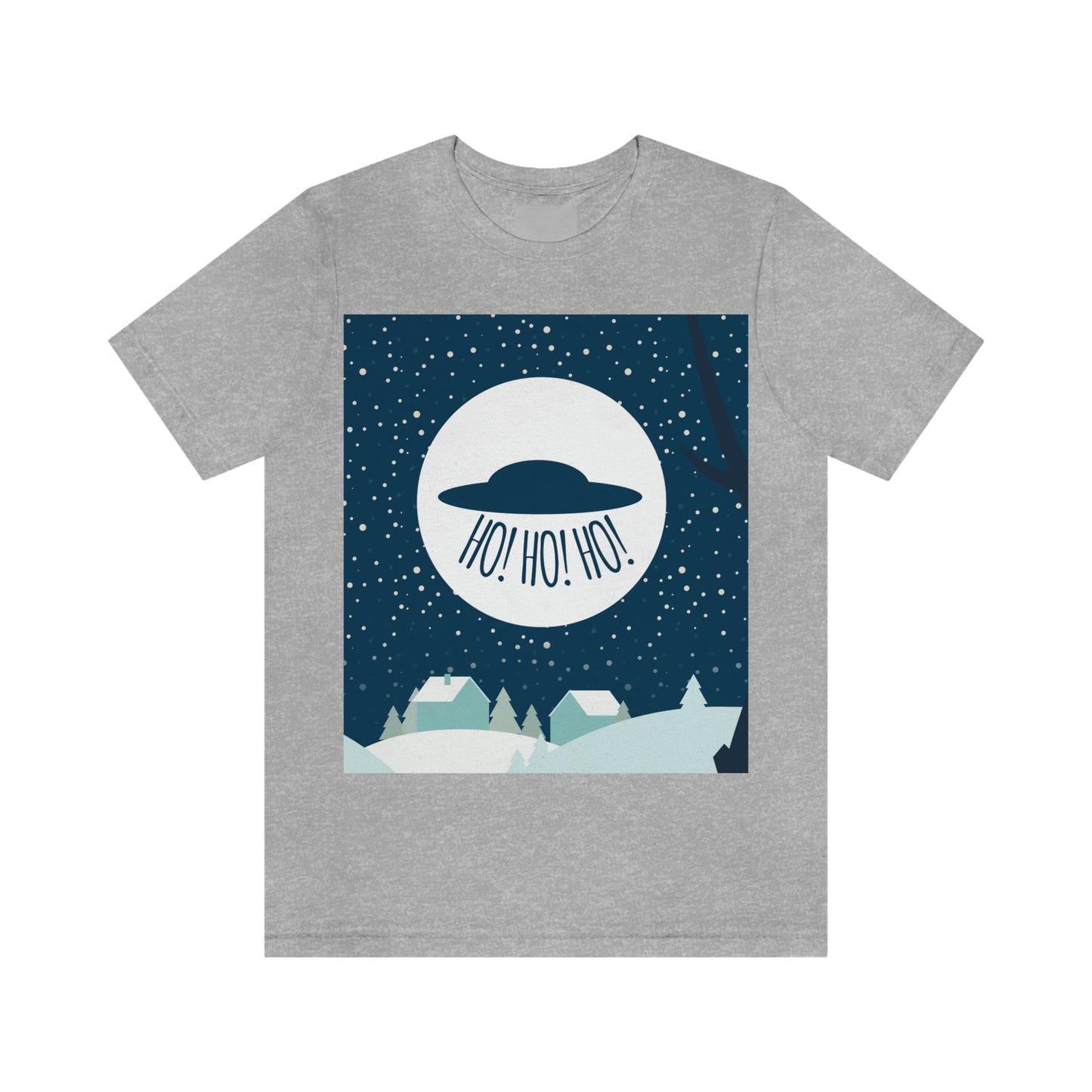 Santa Claus Arrival Merry Christmas Aliens UFO Winter Humor Art Unisex Jersey Short Sleeve T-Shirt Ichaku [Perfect Gifts Selection]