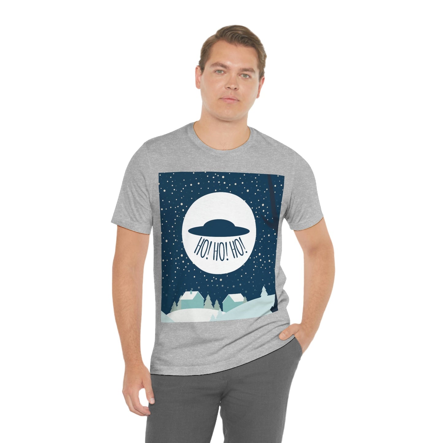 Santa Claus Arrival Merry Christmas Aliens UFO Winter Humor Art Unisex Jersey Short Sleeve T-Shirt Ichaku [Perfect Gifts Selection]