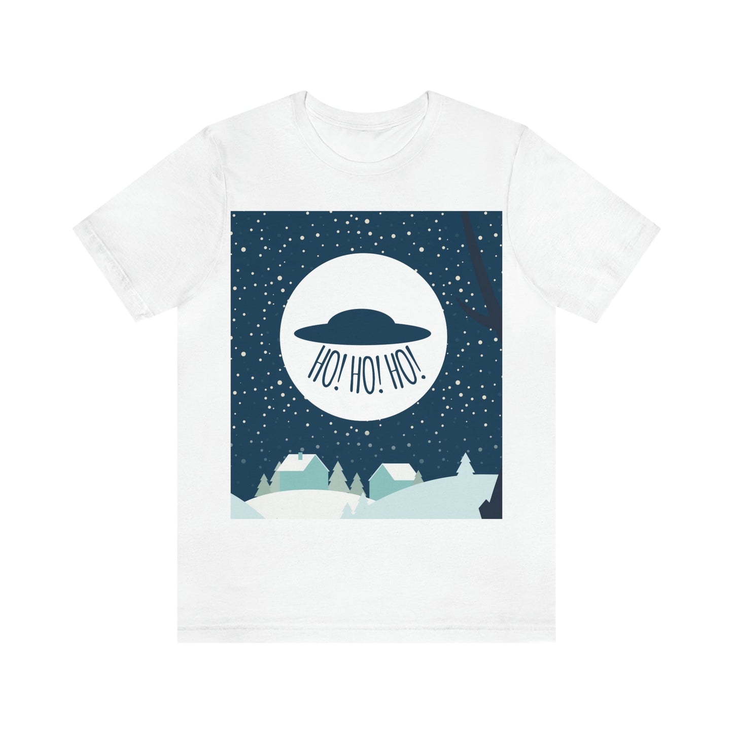 Santa Claus Arrival Merry Christmas Aliens UFO Winter Humor Art Unisex Jersey Short Sleeve T-Shirt Ichaku [Perfect Gifts Selection]