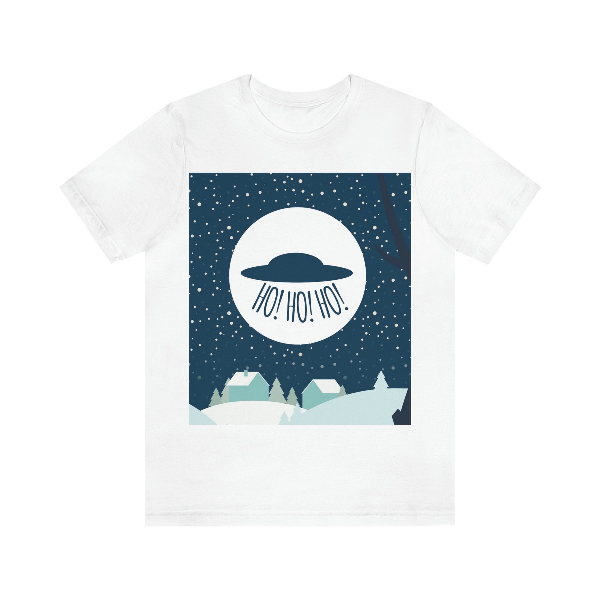 Santa Claus Arrival Merry Christmas Aliens UFO Winter Humor Art Unisex Jersey Short Sleeve T-Shirt Ichaku [Perfect Gifts Selection]