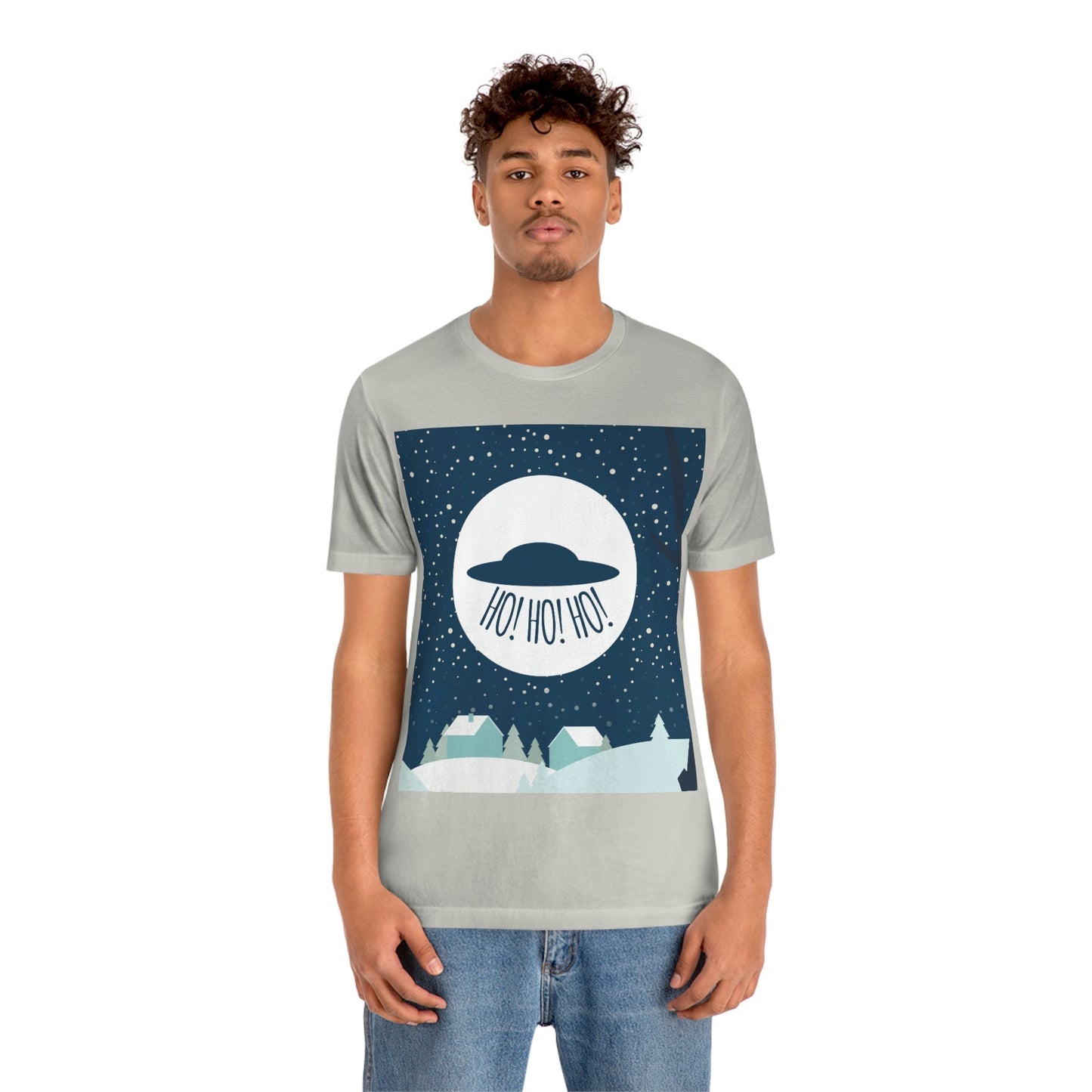 Santa Claus Arrival Merry Christmas Aliens UFO Winter Humor Art Unisex Jersey Short Sleeve T-Shirt Ichaku [Perfect Gifts Selection]