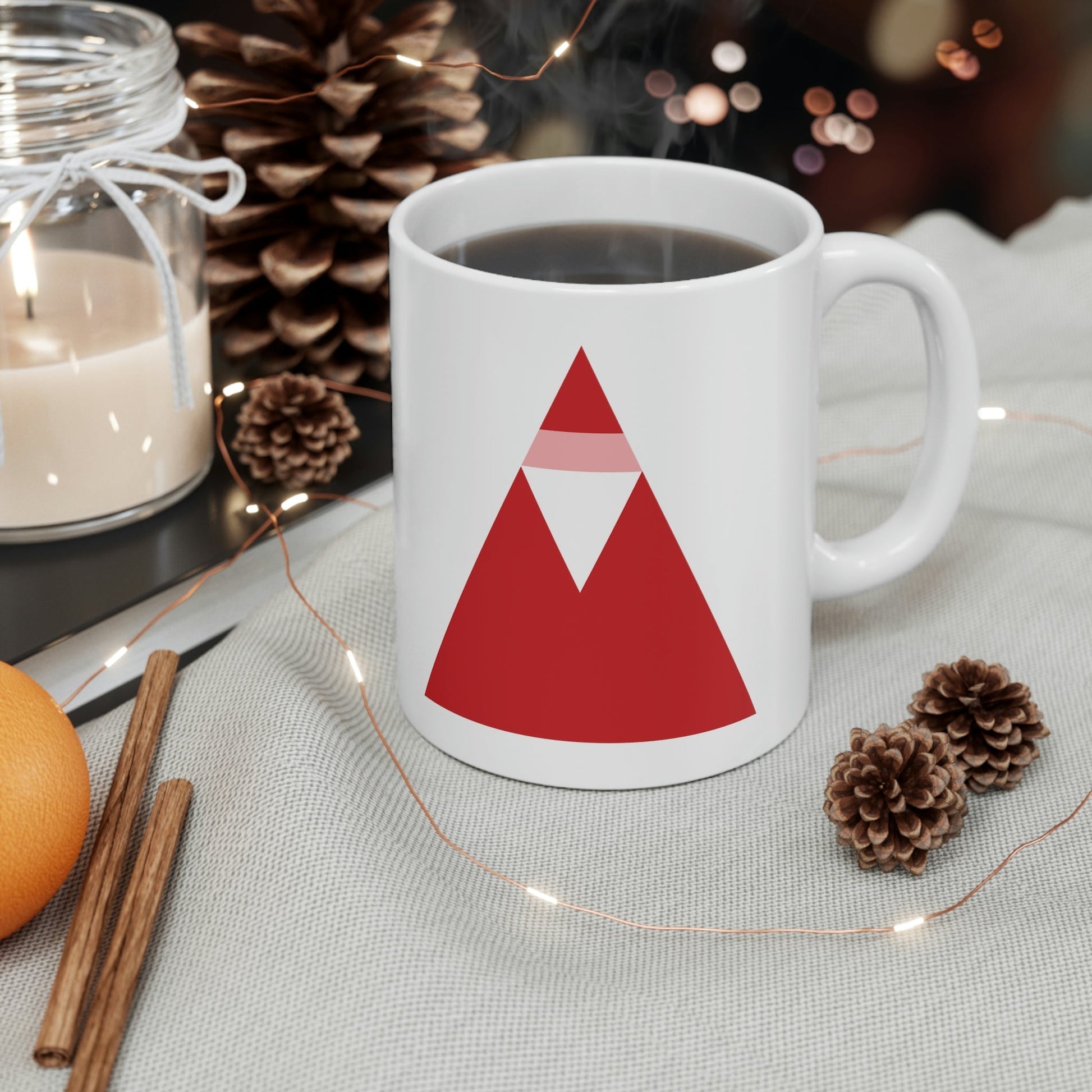 Santa Claus Minimal Abstract Art Ceramic Mug 11oz Ichaku [Perfect Gifts Selection]