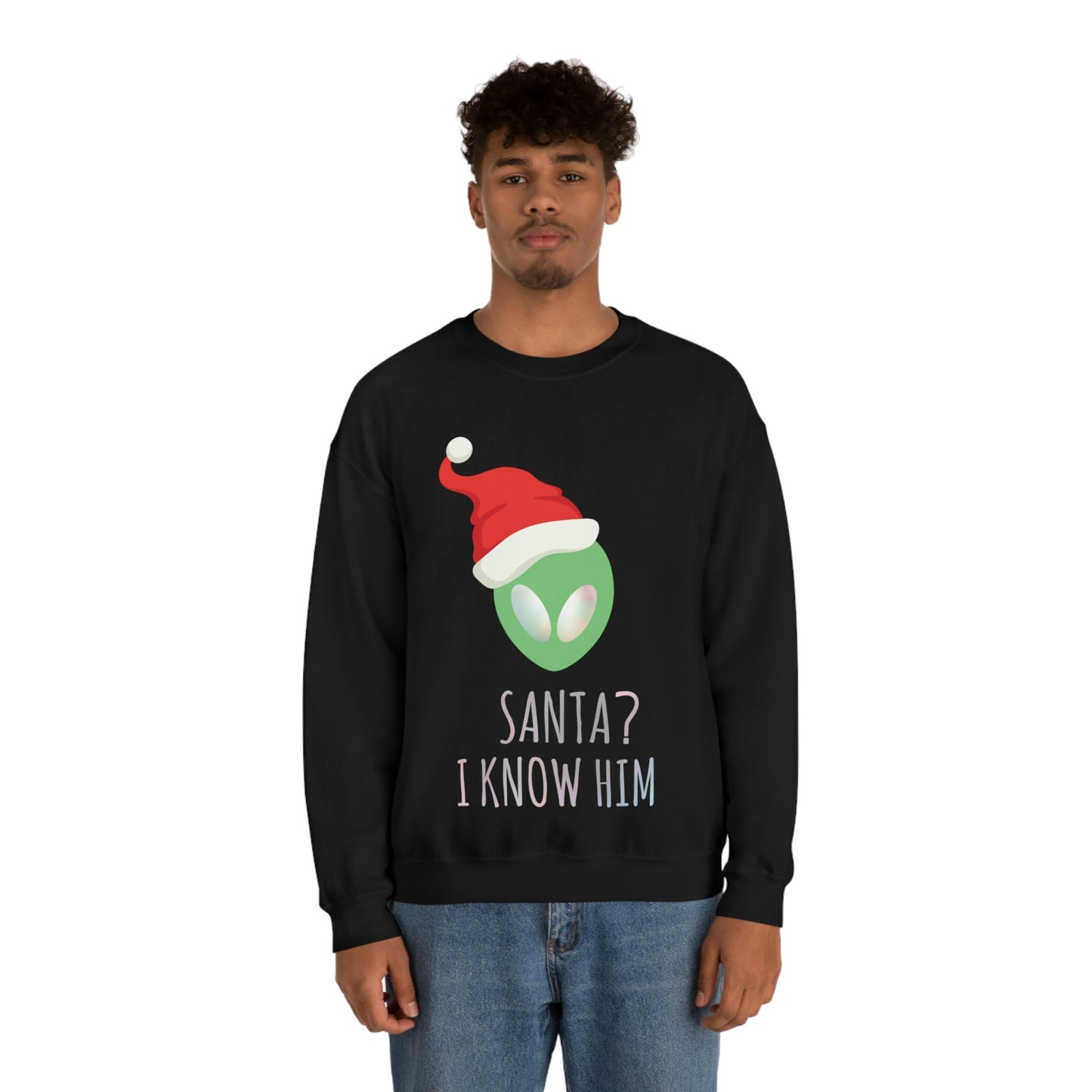 Santa I know him Merry Christmas Happy New Year Unisex Heavy Blend™ Crewneck Sweatshirt Ichaku [Perfect Gifts Selection]