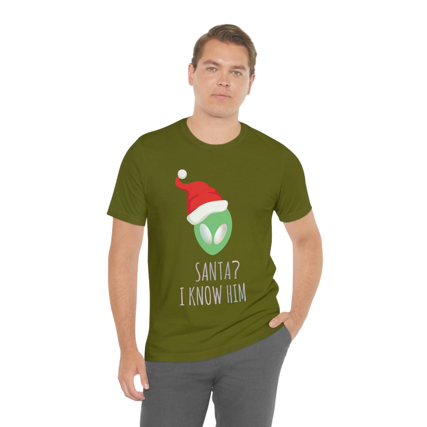 Santa I know him Merry Christmas Happy New Year Unisex Jersey Short Sleeve T-Shirt Ichaku [Perfect Gifts Selection]