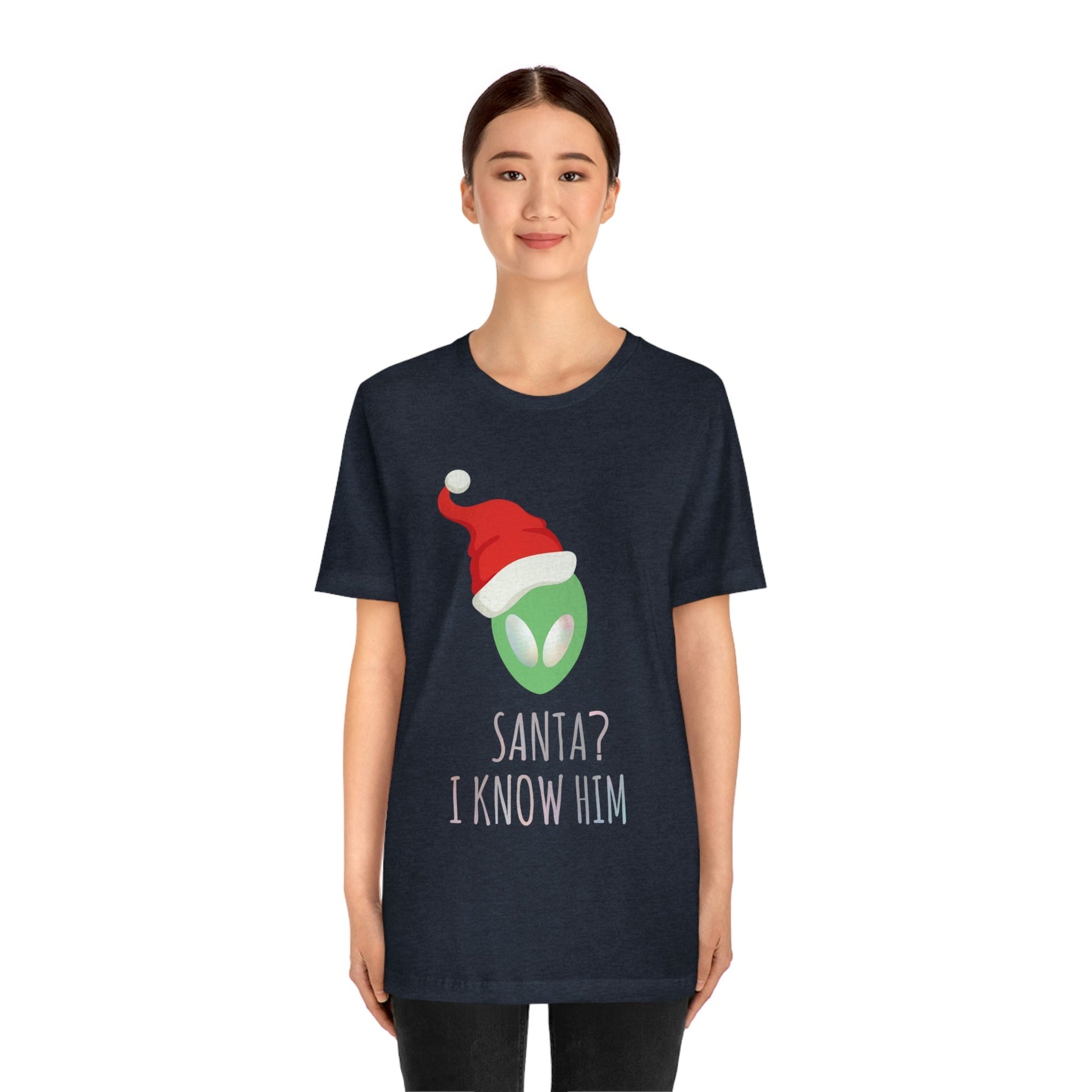 Santa I know him Merry Christmas Happy New Year Unisex Jersey Short Sleeve T-Shirt Ichaku [Perfect Gifts Selection]