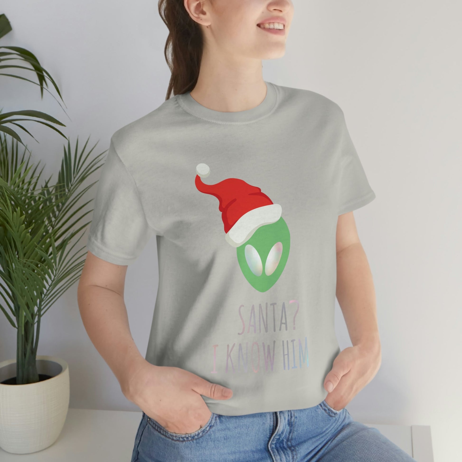 Santa I know him Merry Christmas Happy New Year Unisex Jersey Short Sleeve T-Shirt Ichaku [Perfect Gifts Selection]