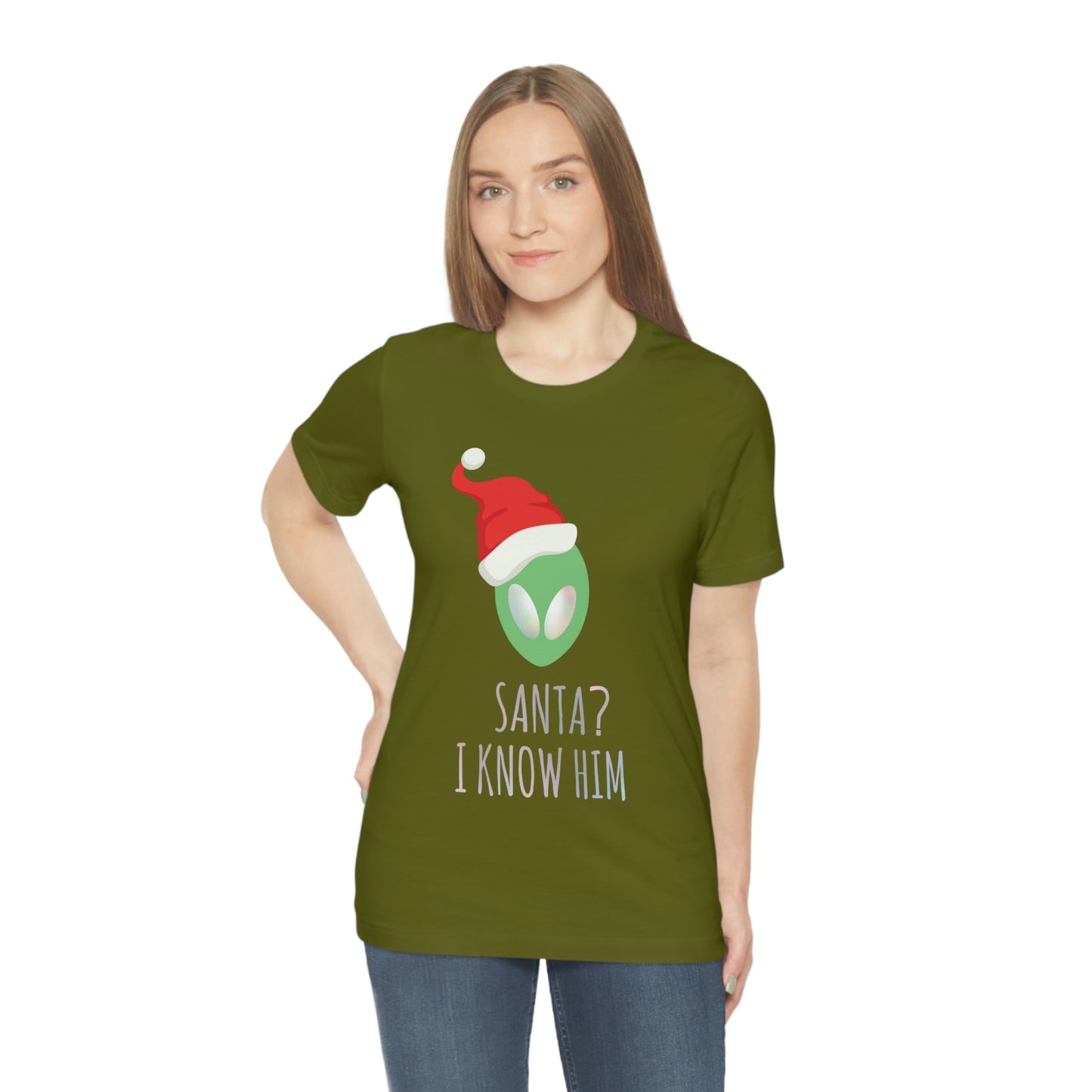 Santa I know him Merry Christmas Happy New Year Unisex Jersey Short Sleeve T-Shirt Ichaku [Perfect Gifts Selection]