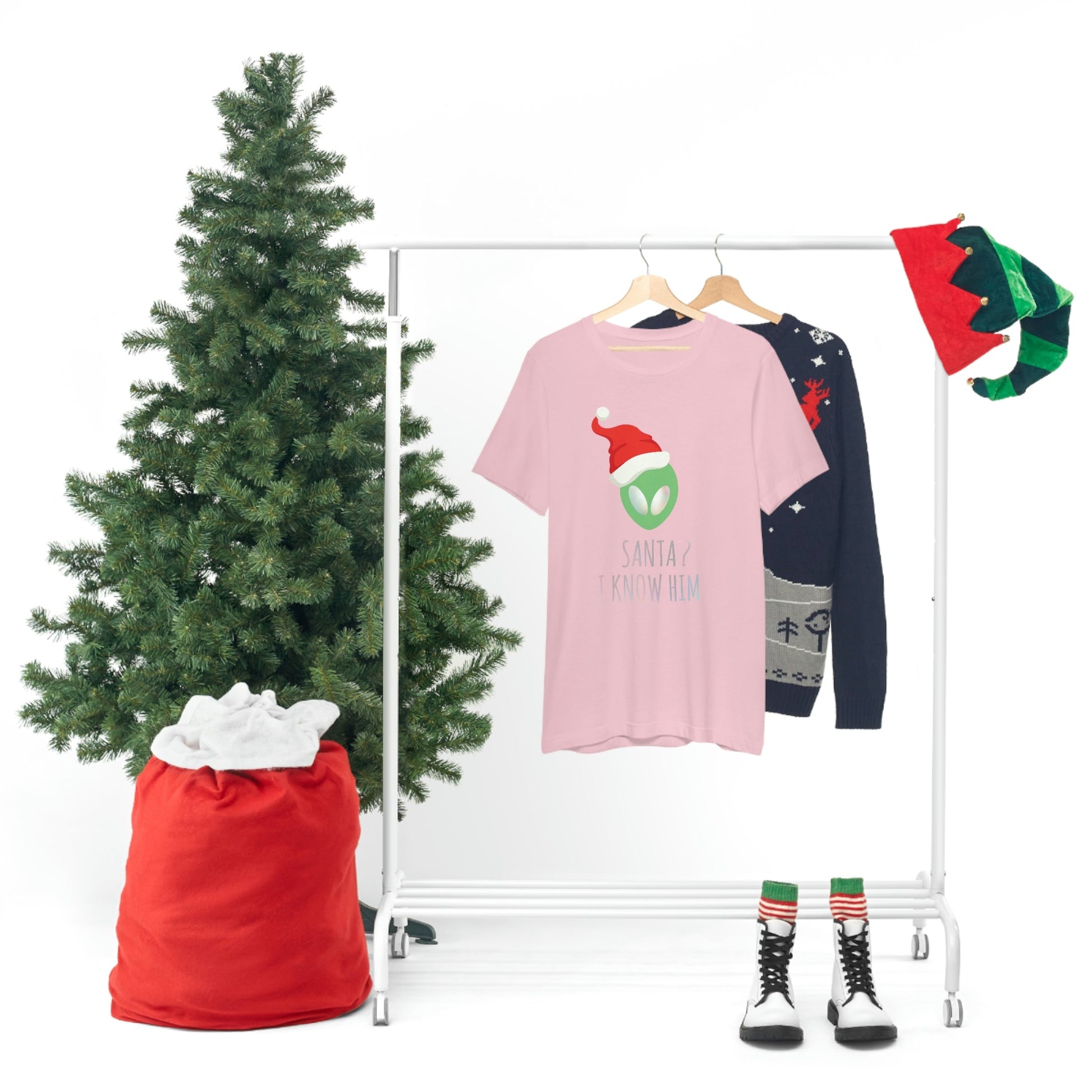 Santa I know him Merry Christmas Happy New Year Unisex Jersey Short Sleeve T-Shirt Ichaku [Perfect Gifts Selection]