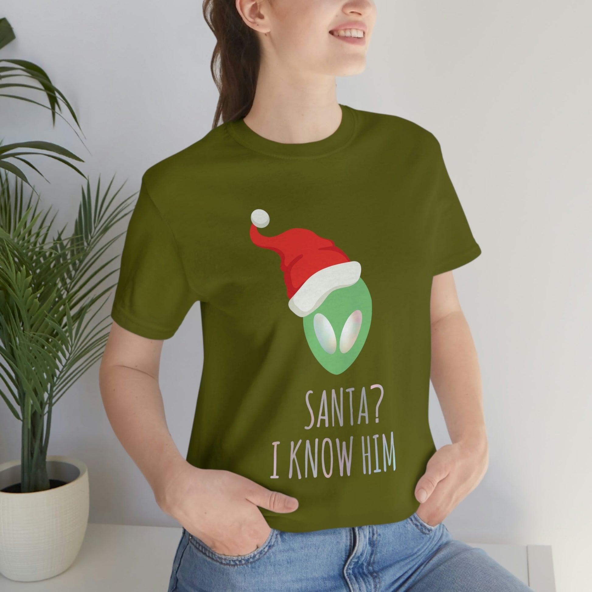 Santa I know him Merry Christmas Happy New Year Unisex Jersey Short Sleeve T-Shirt Ichaku [Perfect Gifts Selection]