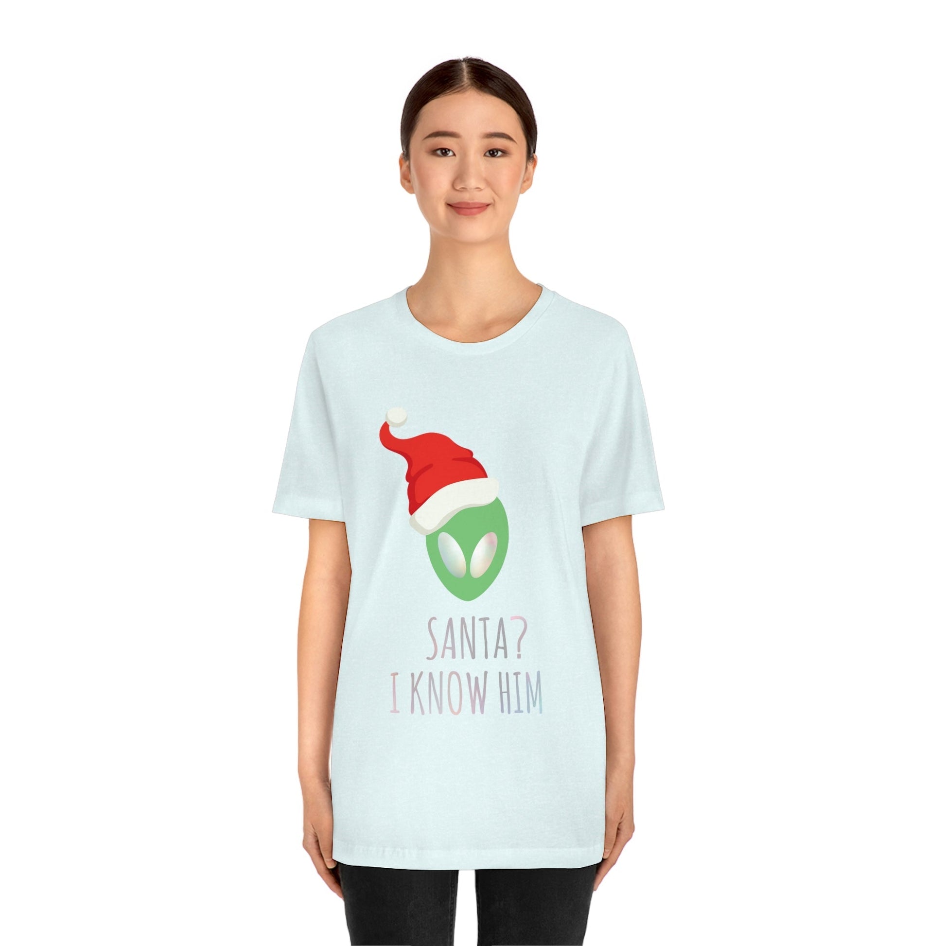 Santa I know him Merry Christmas Happy New Year Unisex Jersey Short Sleeve T-Shirt Ichaku [Perfect Gifts Selection]