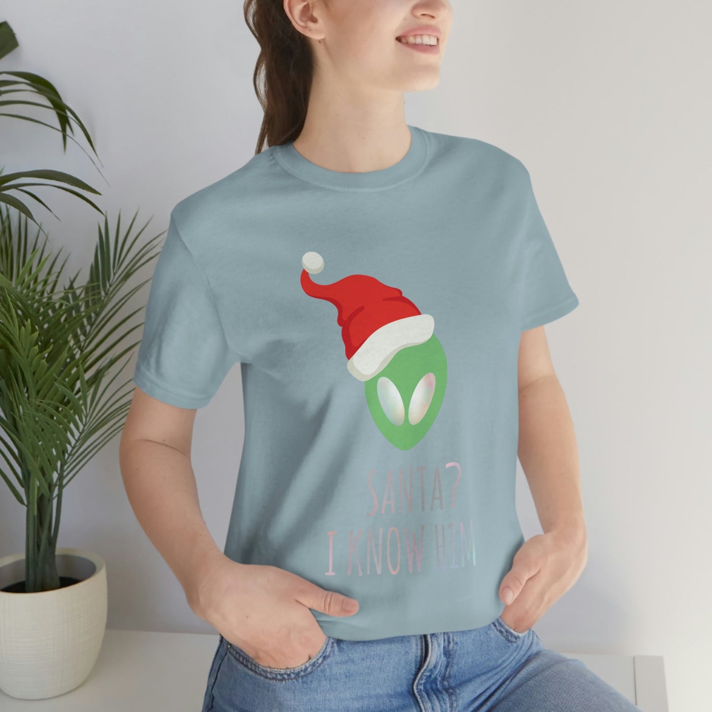 Santa I know him Merry Christmas Happy New Year Unisex Jersey Short Sleeve T-Shirt Ichaku [Perfect Gifts Selection]