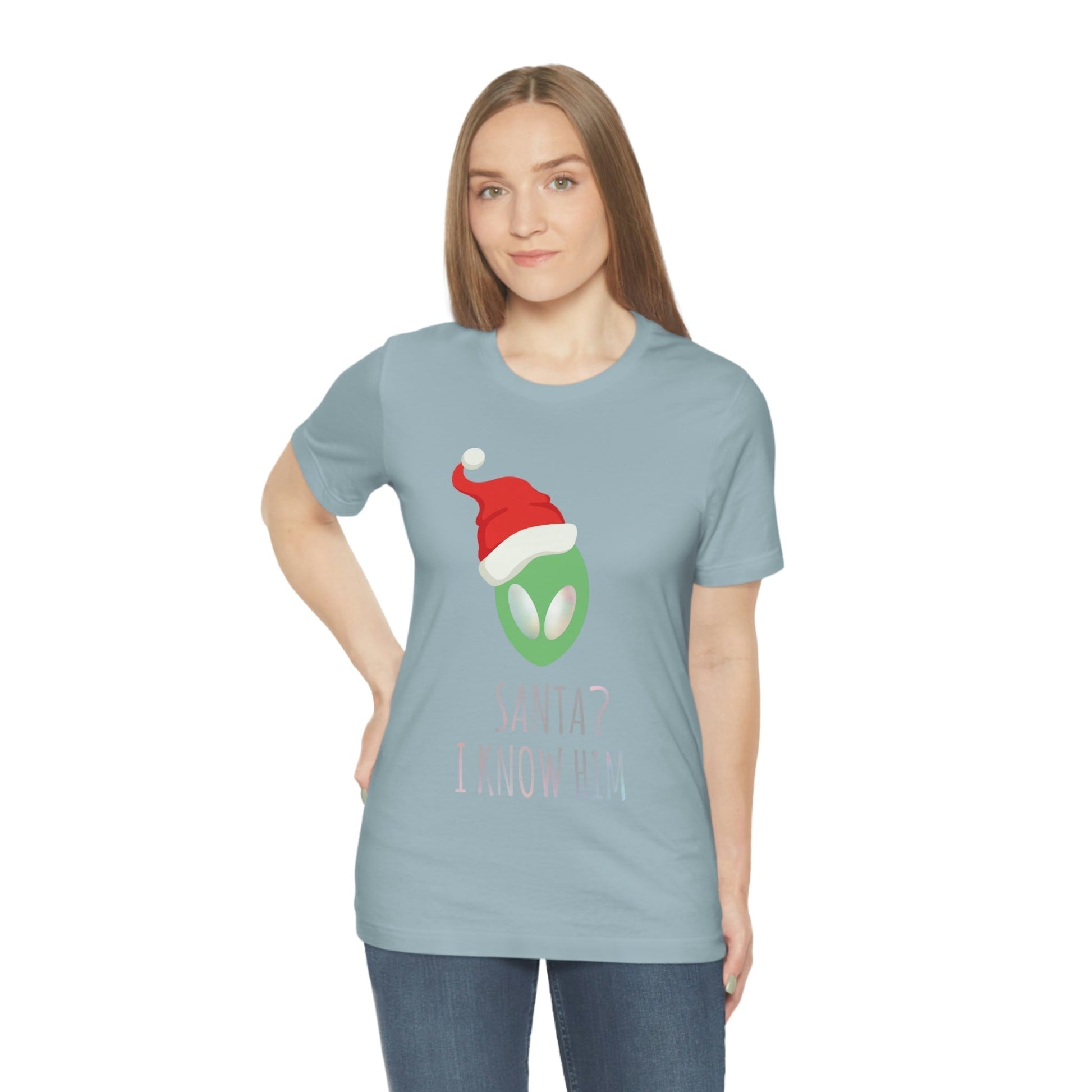 Santa I know him Merry Christmas Happy New Year Unisex Jersey Short Sleeve T-Shirt Ichaku [Perfect Gifts Selection]