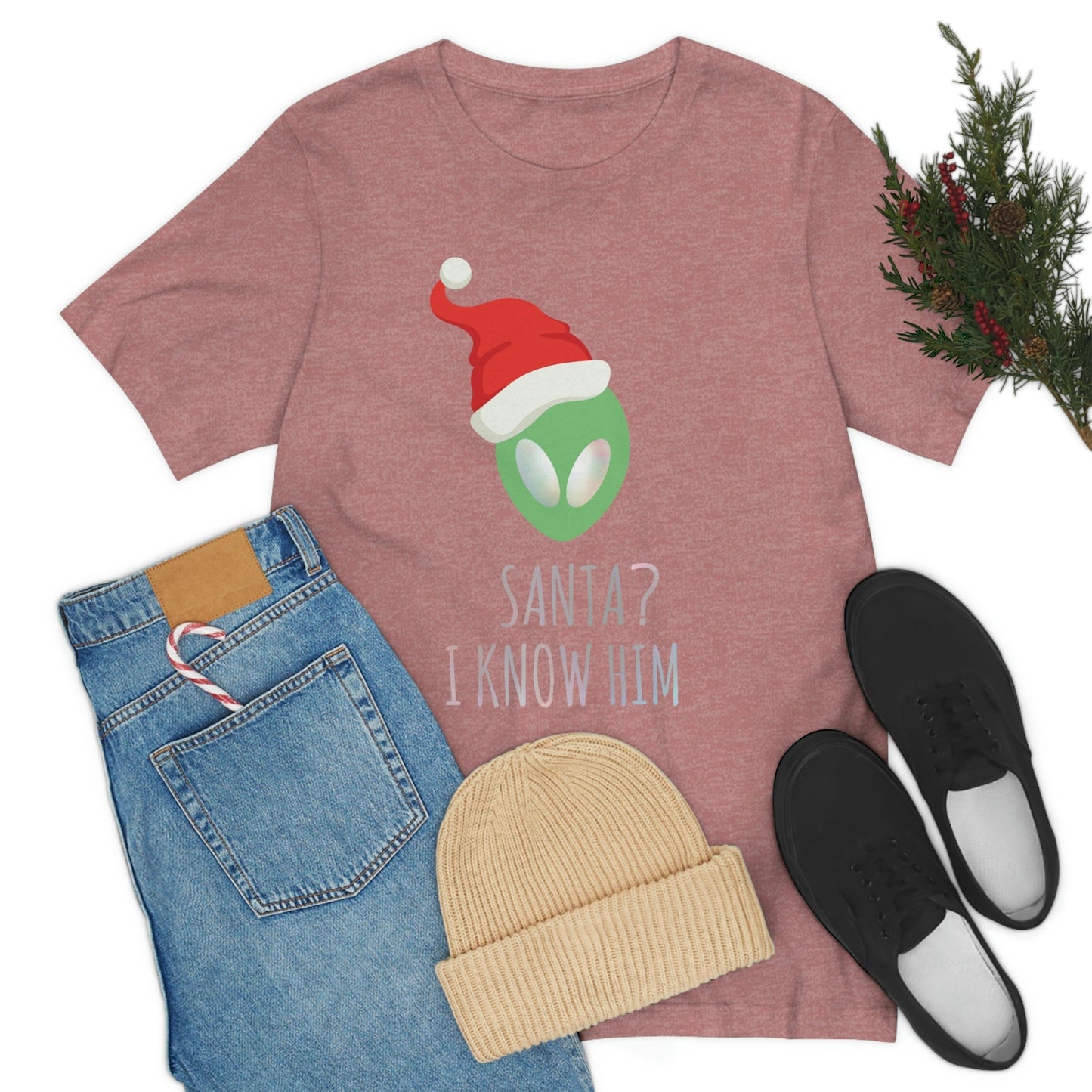 Santa I know him Merry Christmas Happy New Year Unisex Jersey Short Sleeve T-Shirt Ichaku [Perfect Gifts Selection]