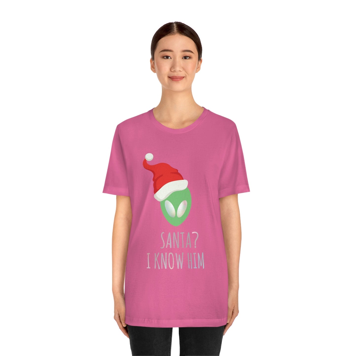 Santa I know him Merry Christmas Happy New Year Unisex Jersey Short Sleeve T-Shirt Ichaku [Perfect Gifts Selection]