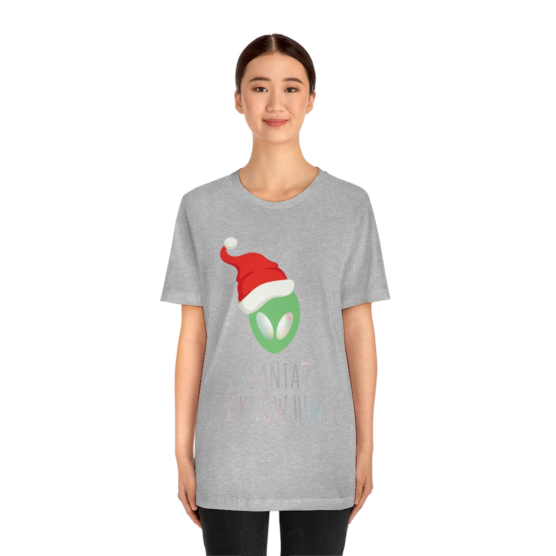 Santa I know him Merry Christmas Happy New Year Unisex Jersey Short Sleeve T-Shirt Ichaku [Perfect Gifts Selection]