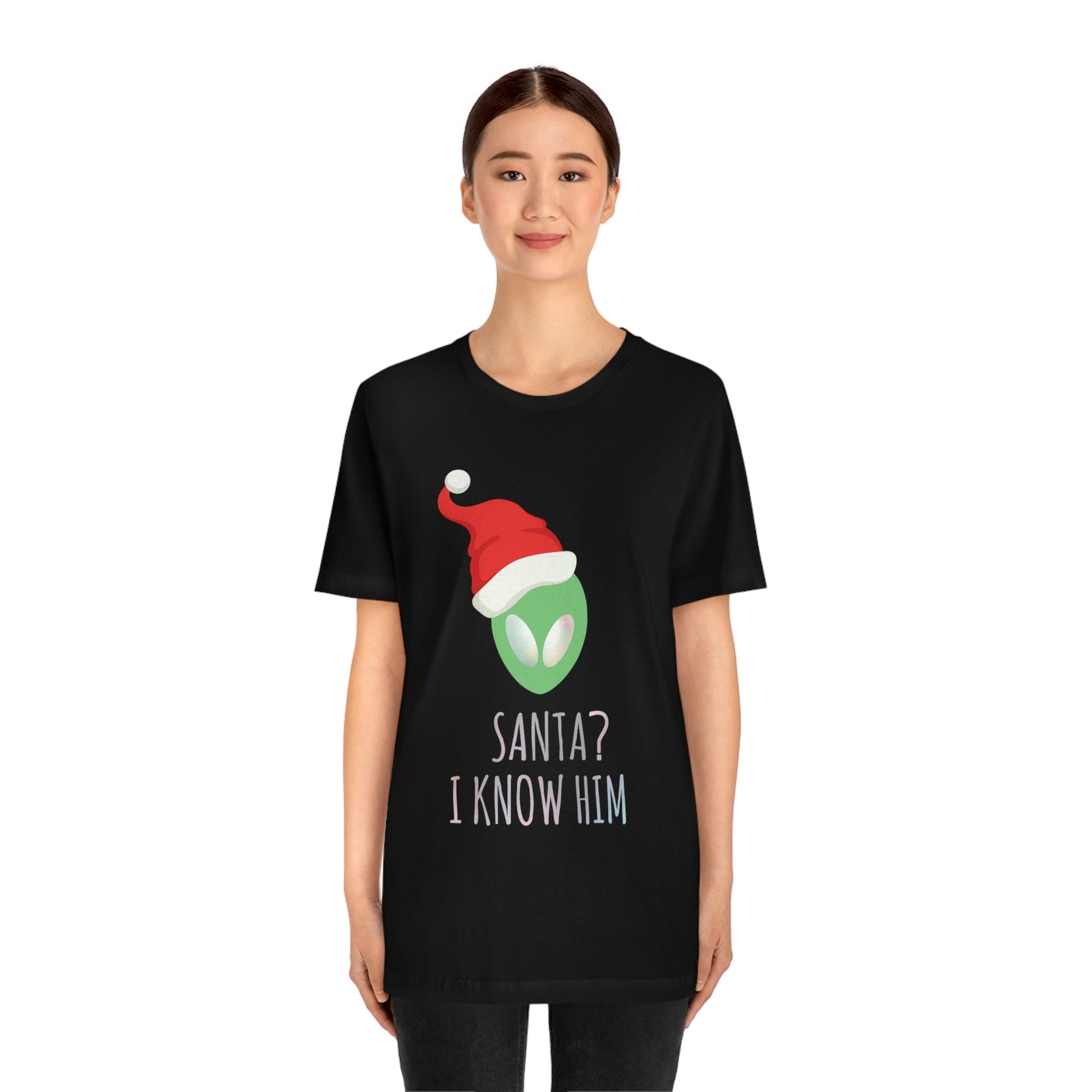 Santa I know him Merry Christmas Happy New Year Unisex Jersey Short Sleeve T-Shirt Ichaku [Perfect Gifts Selection]